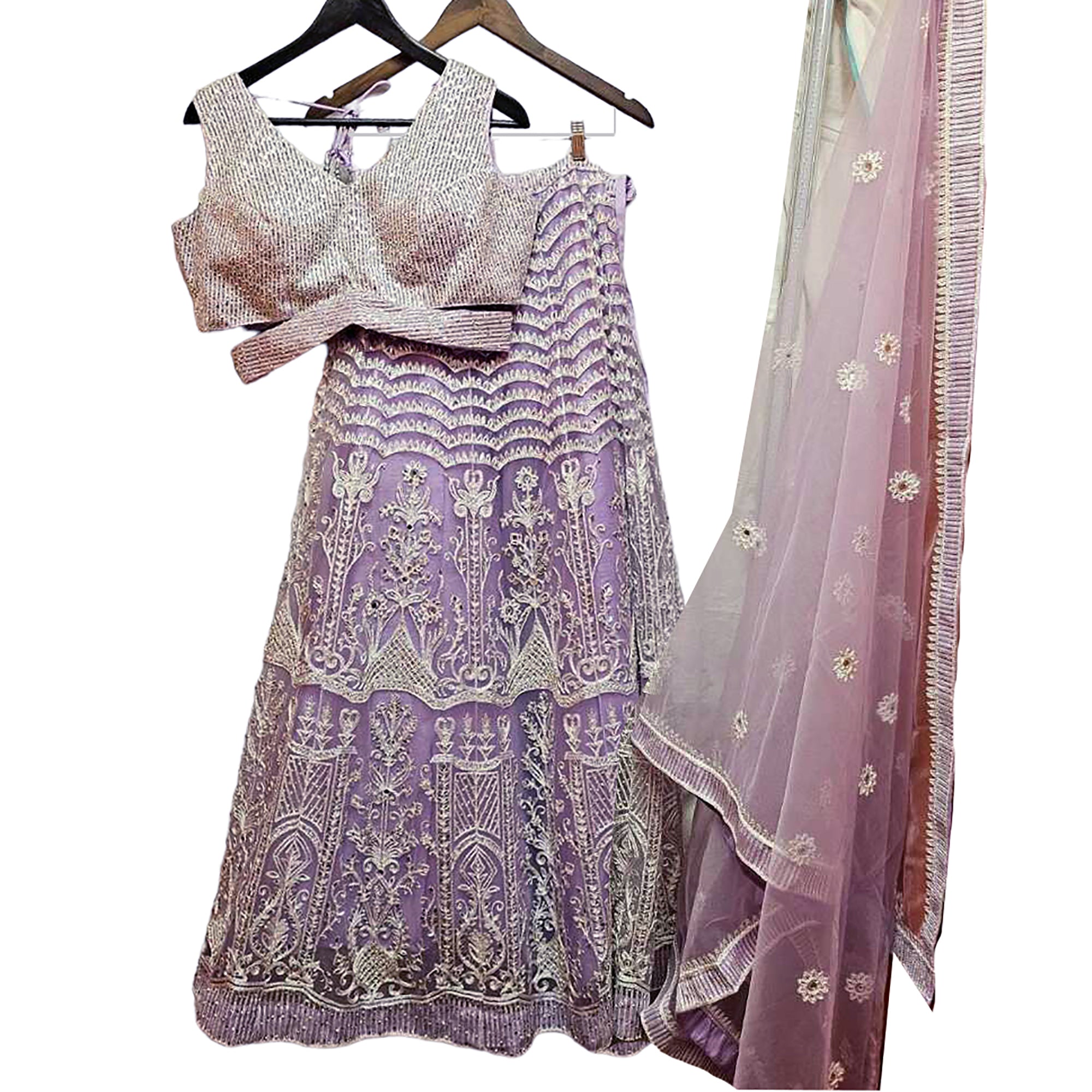 SH Lavender  & Silver Lehenga Set - Vintage India NYC