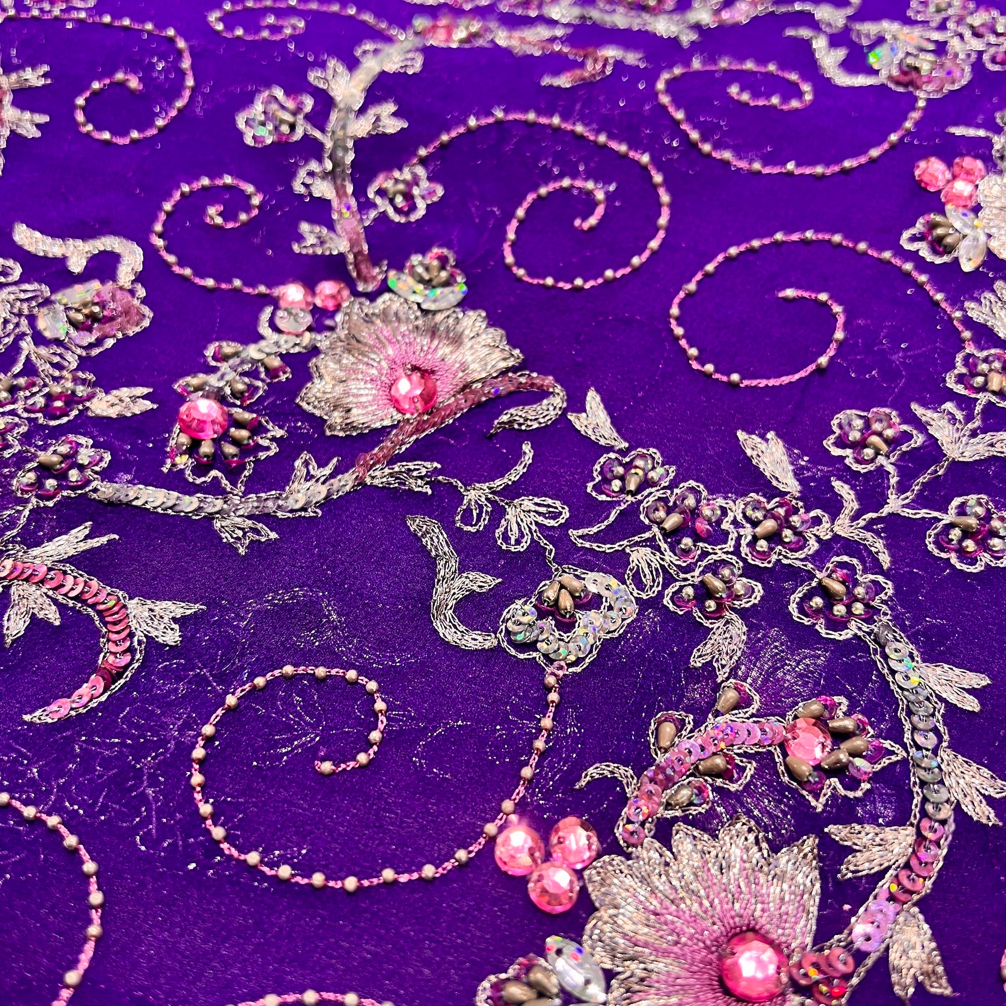 Violet Pink w Silver Zari Heavy Work Dupatta 9057