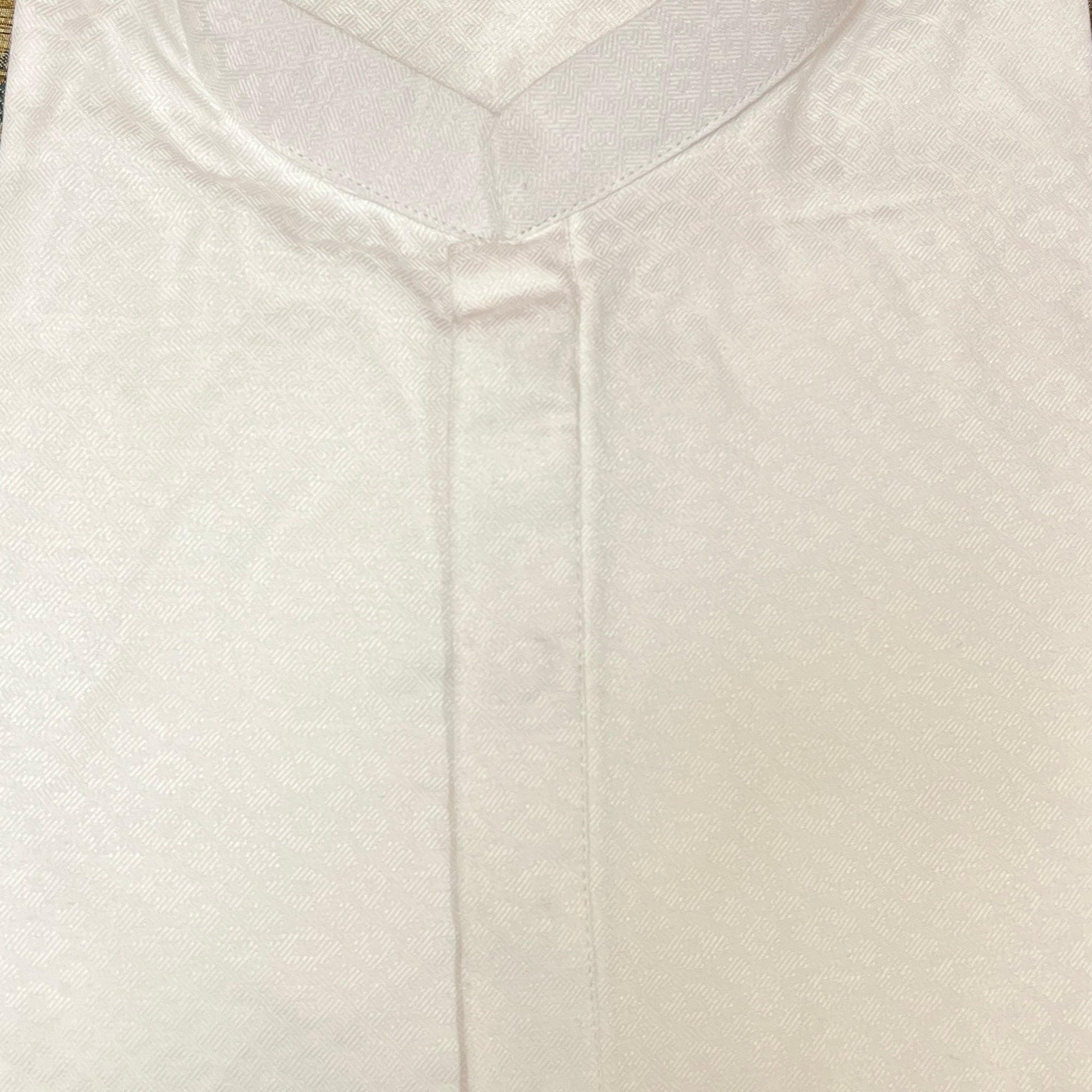 White Band Collar Short Kurta