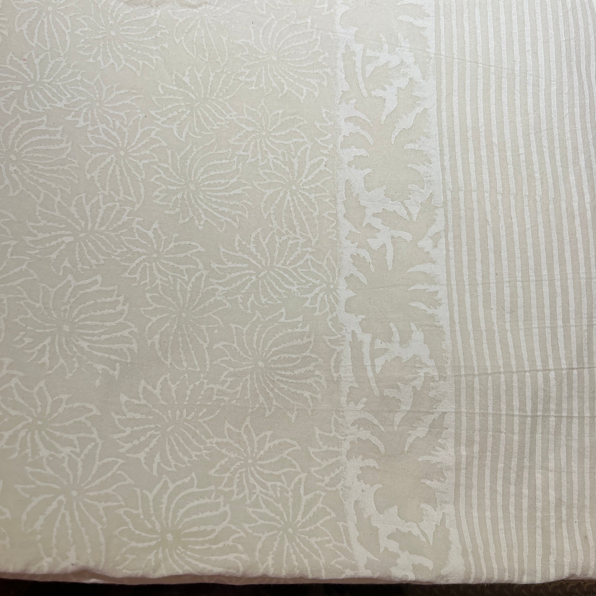 White on White Block Print Bed Cover - Vintage India NYC