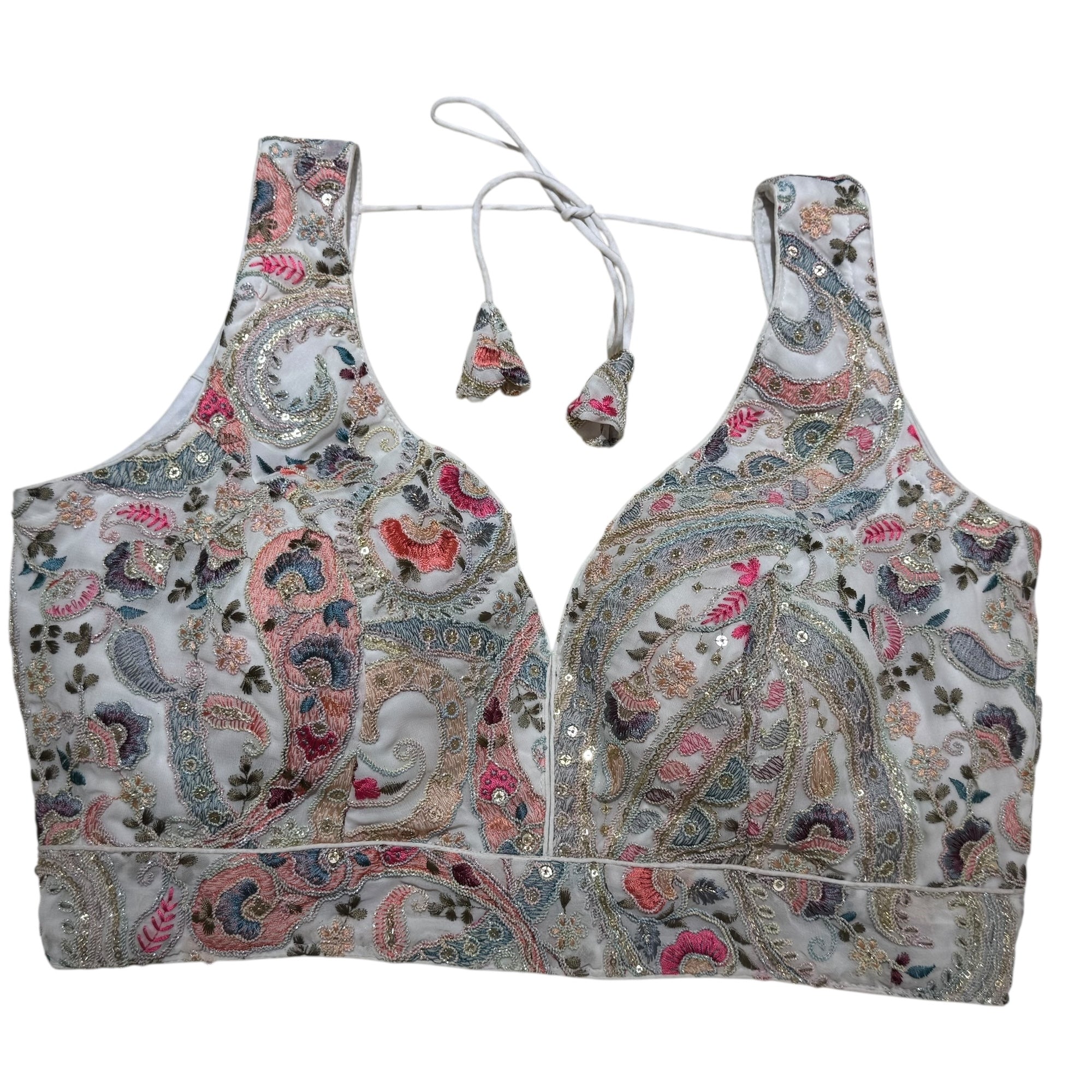 V Neck Embroidered Patchwork Blouse Colors