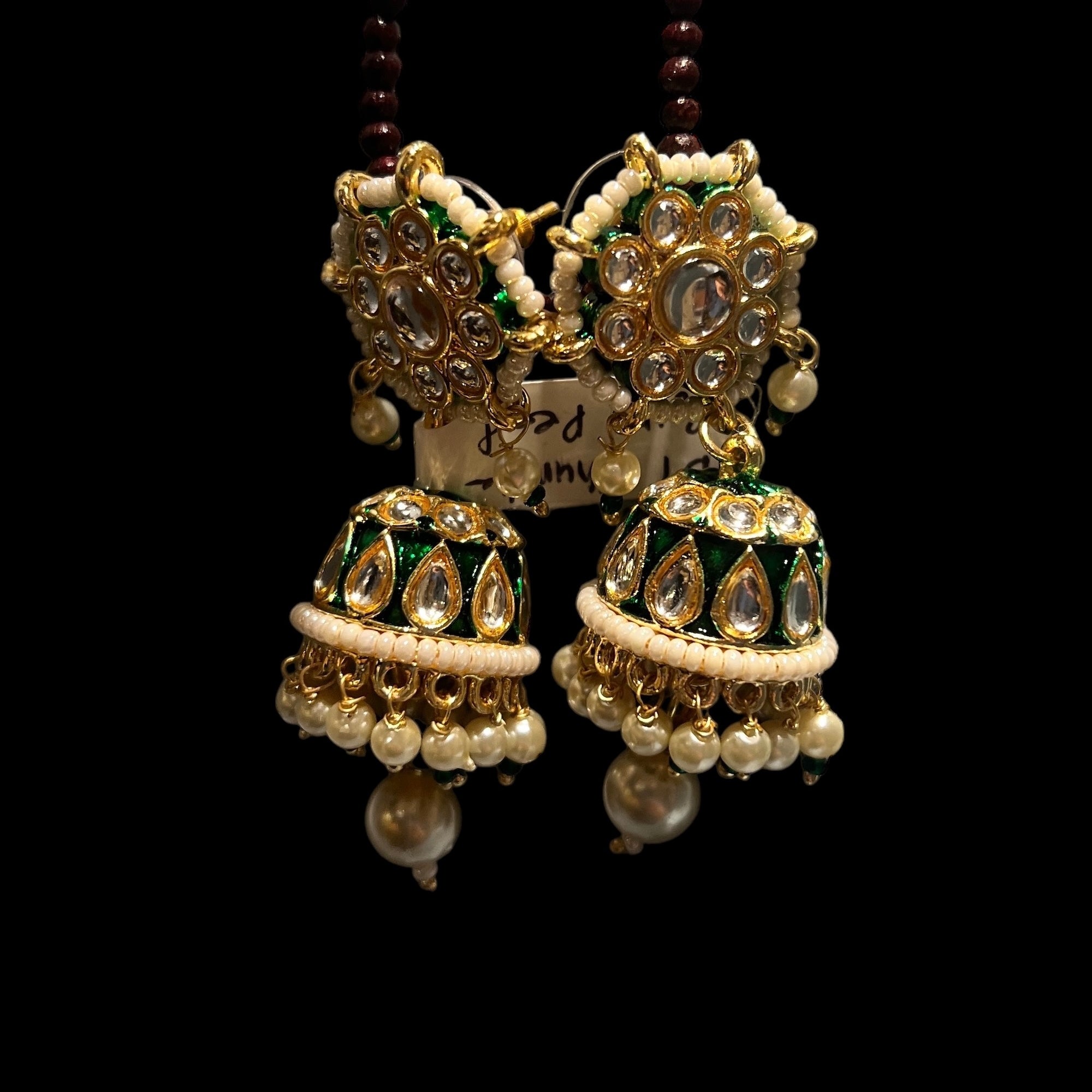 DT Polki & Pearl Jhumka Earrings-Many Colors