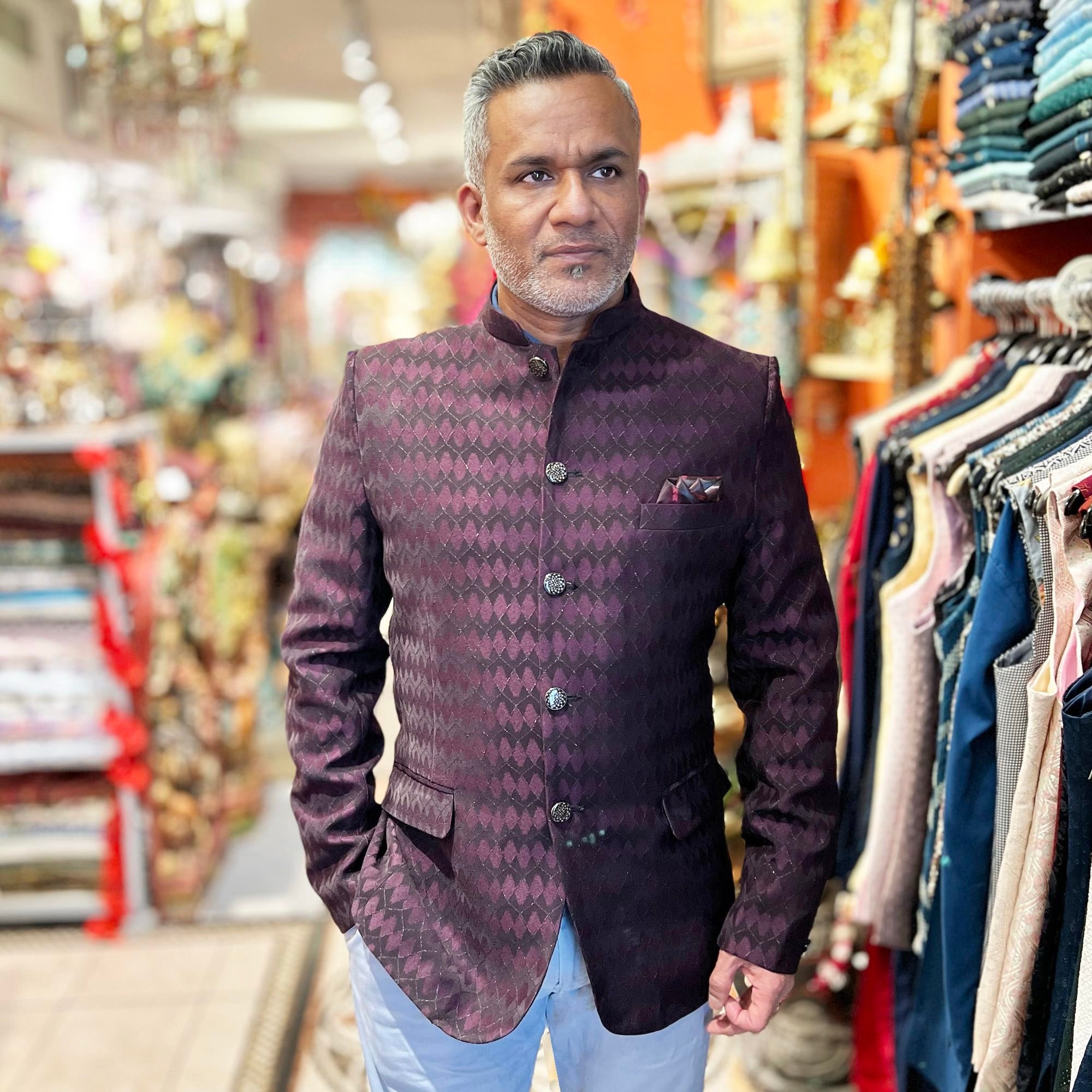 Jodhpuri Jacket Argyle Print-2 Colors