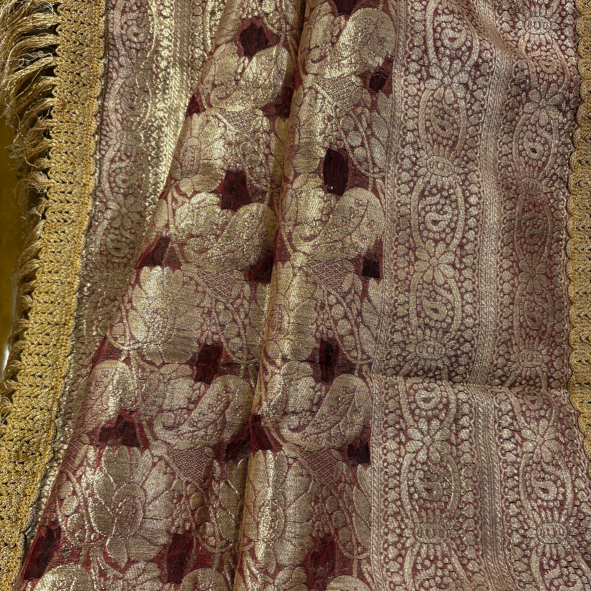 Wine & Gold Brocade Dupatta