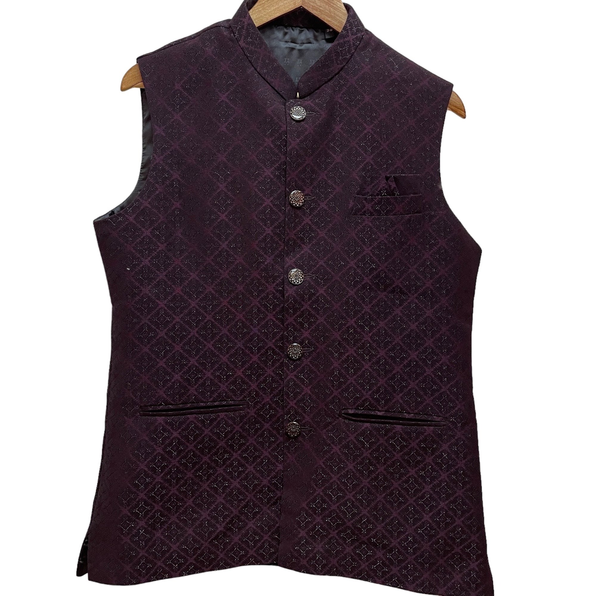 Wine Diamond Tile Jacquard Vest