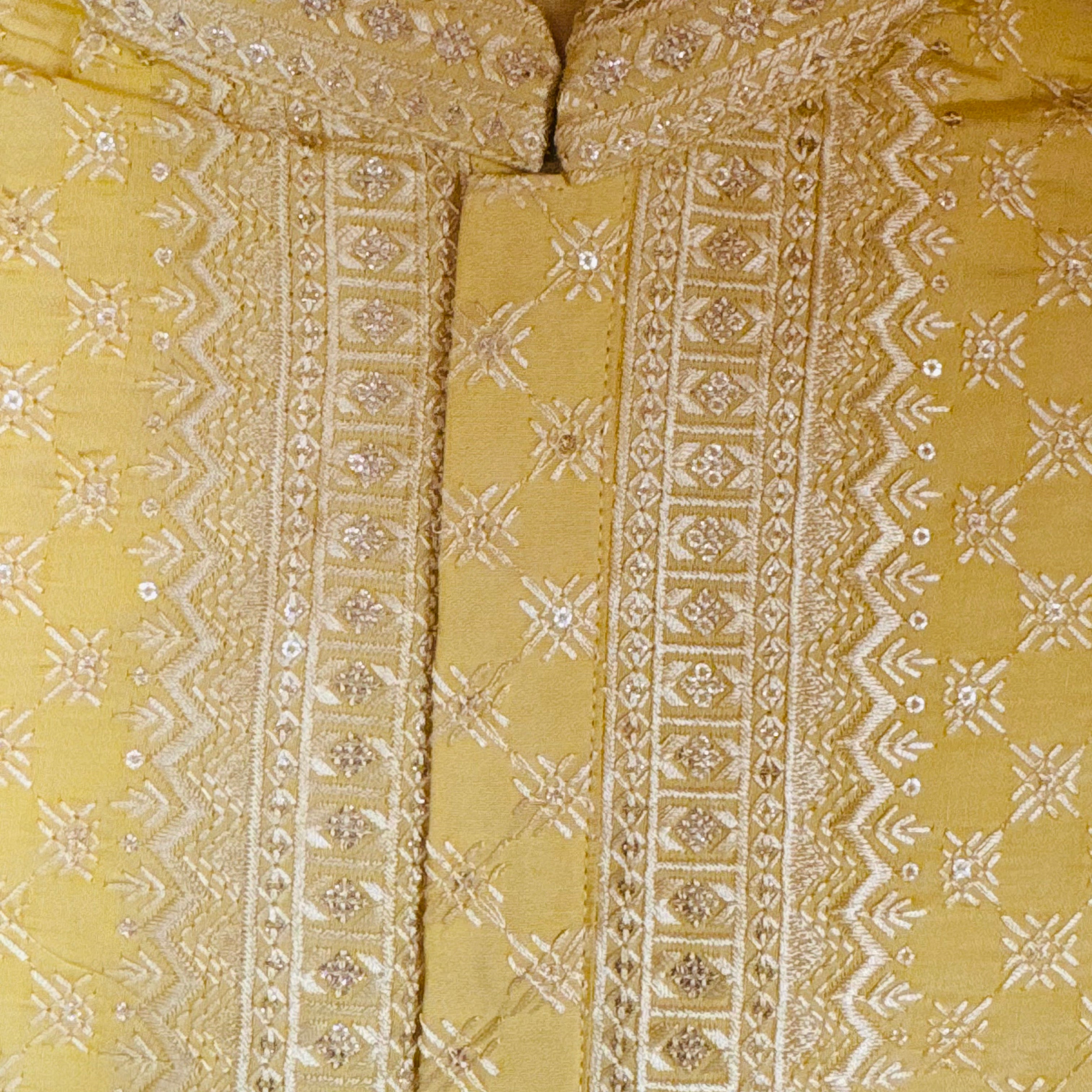 Yellow w/ White Embroidered Kurta