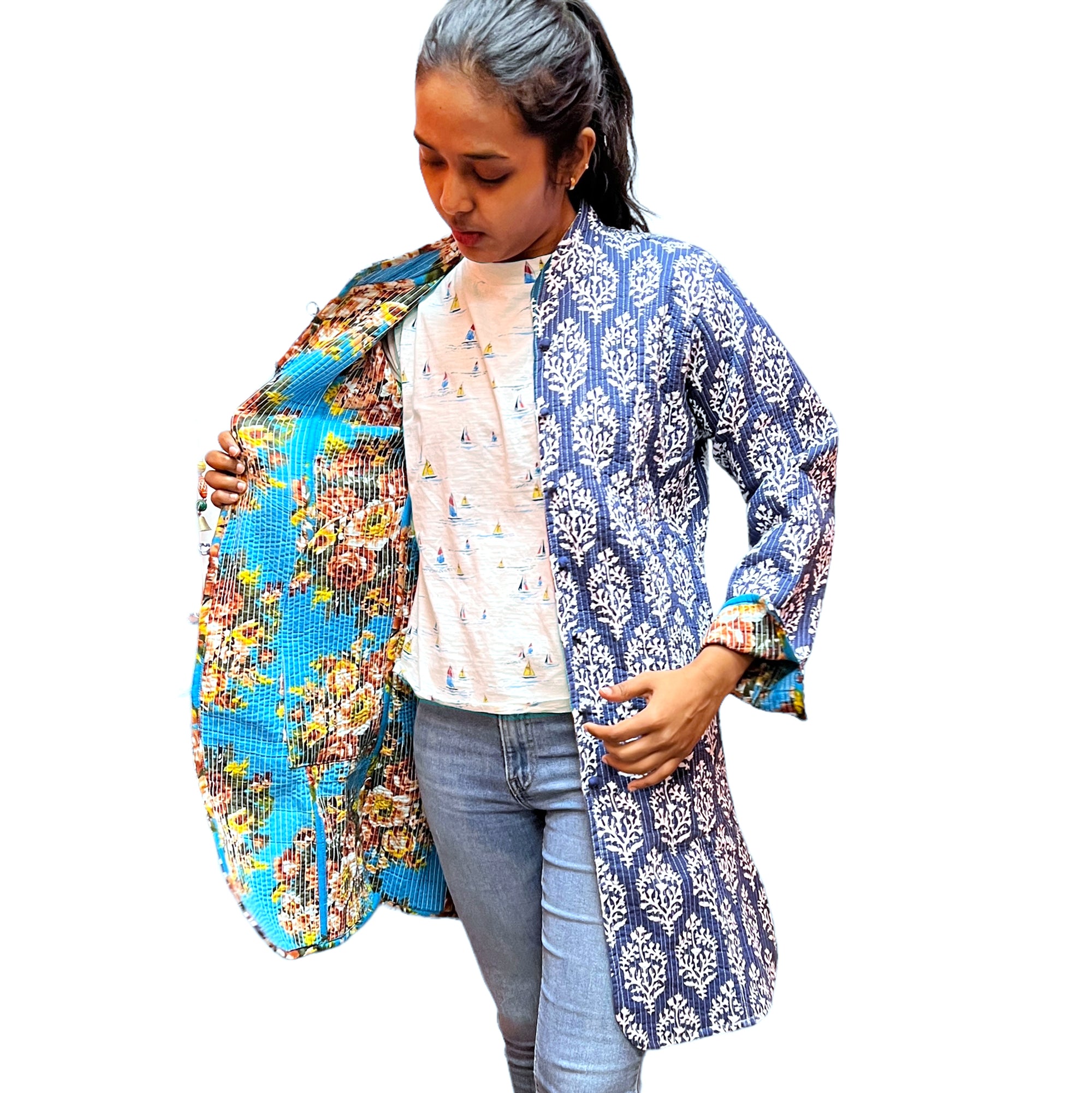 AR Reversible Quilted Long Jackets - Vintage India NYC