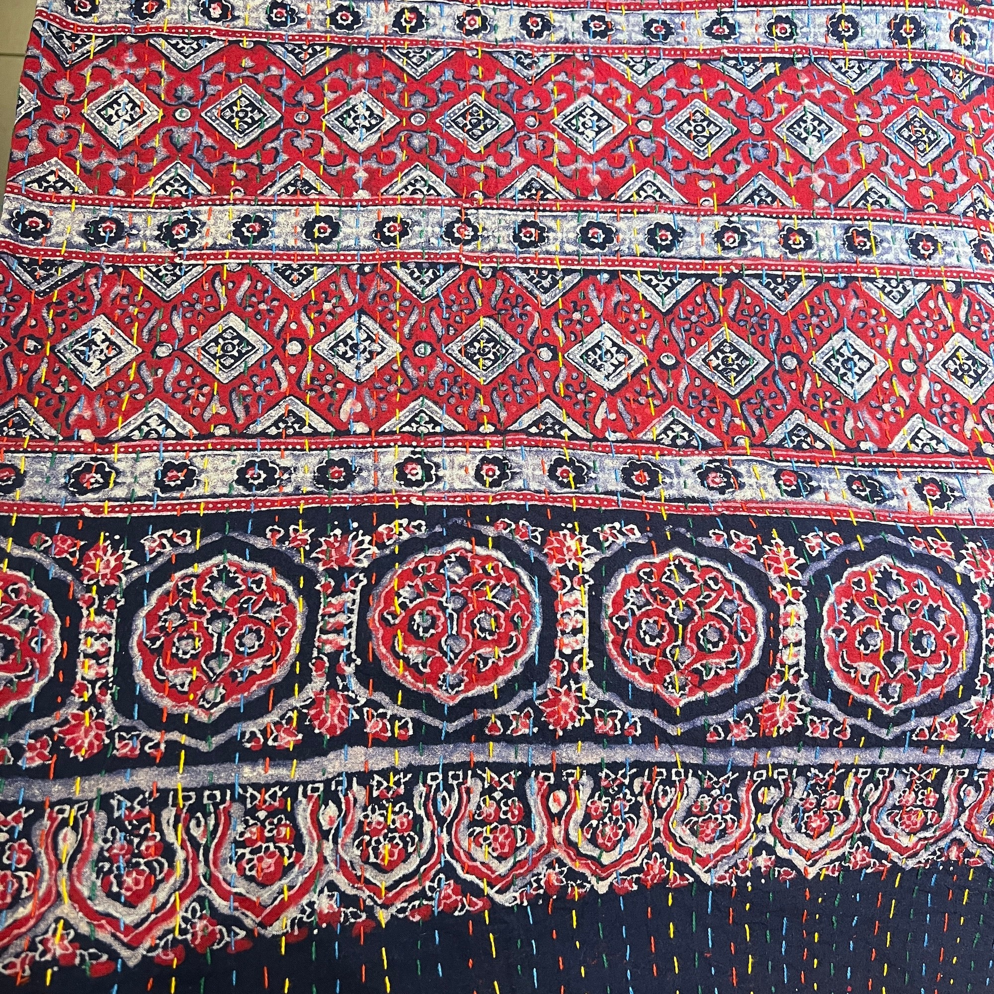 Ajrakh Kantha Quilts-Many Colors - Vintage India NYC