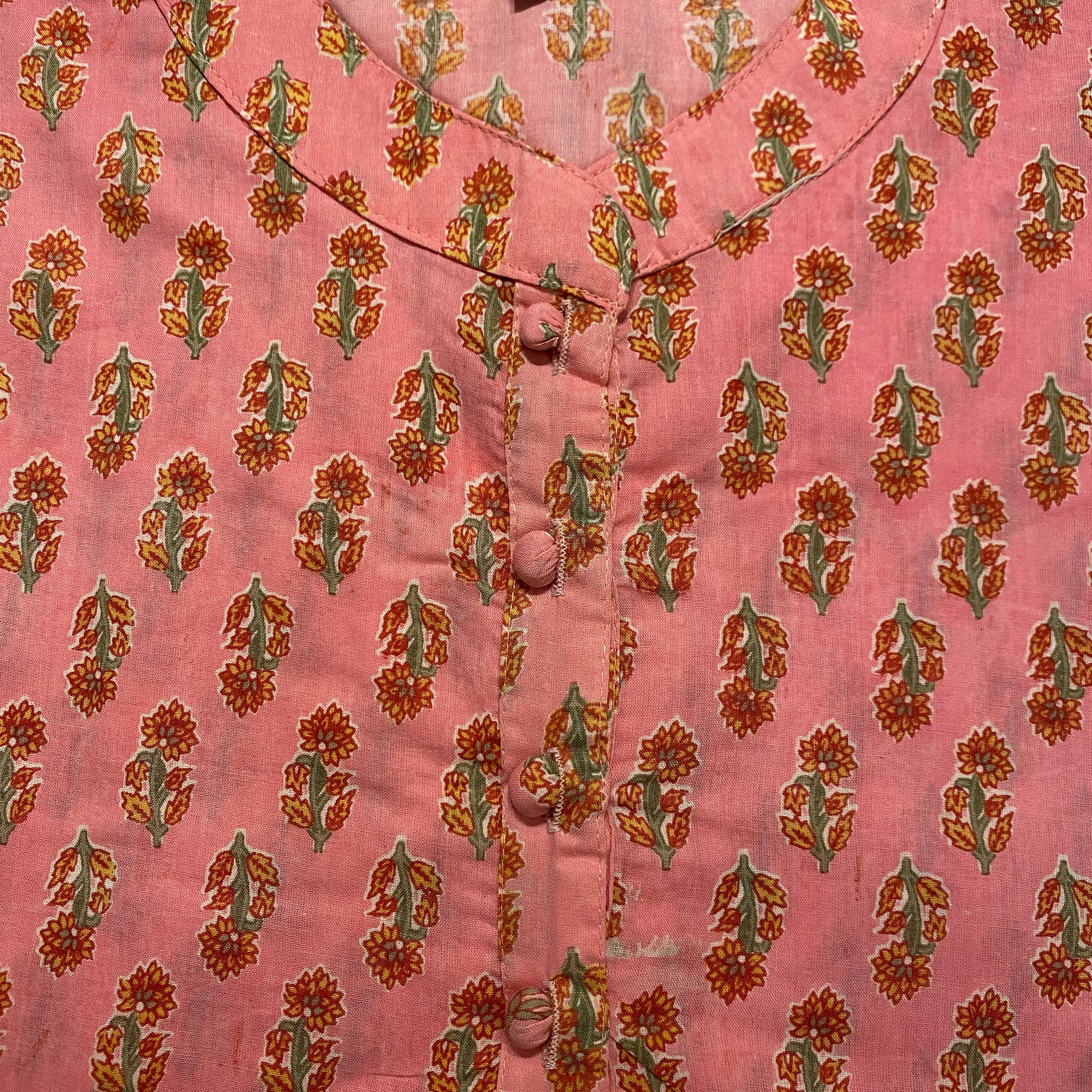 B3-Blockprint Cotton Short Kurtas-5 Colors - Vintage India NYC