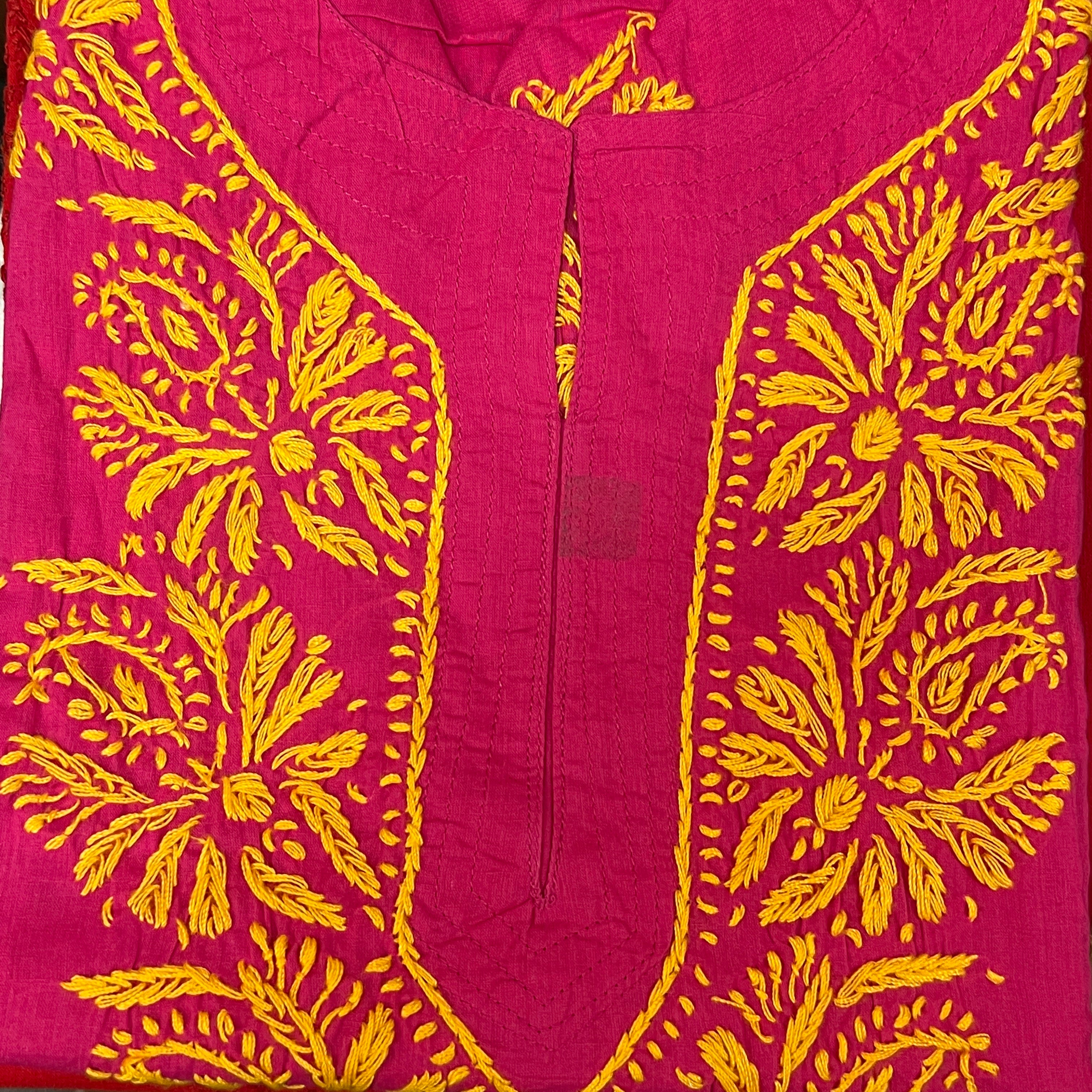 AR Long Embroidered Cotton Tunic- Size 46 - Vintage India NYC