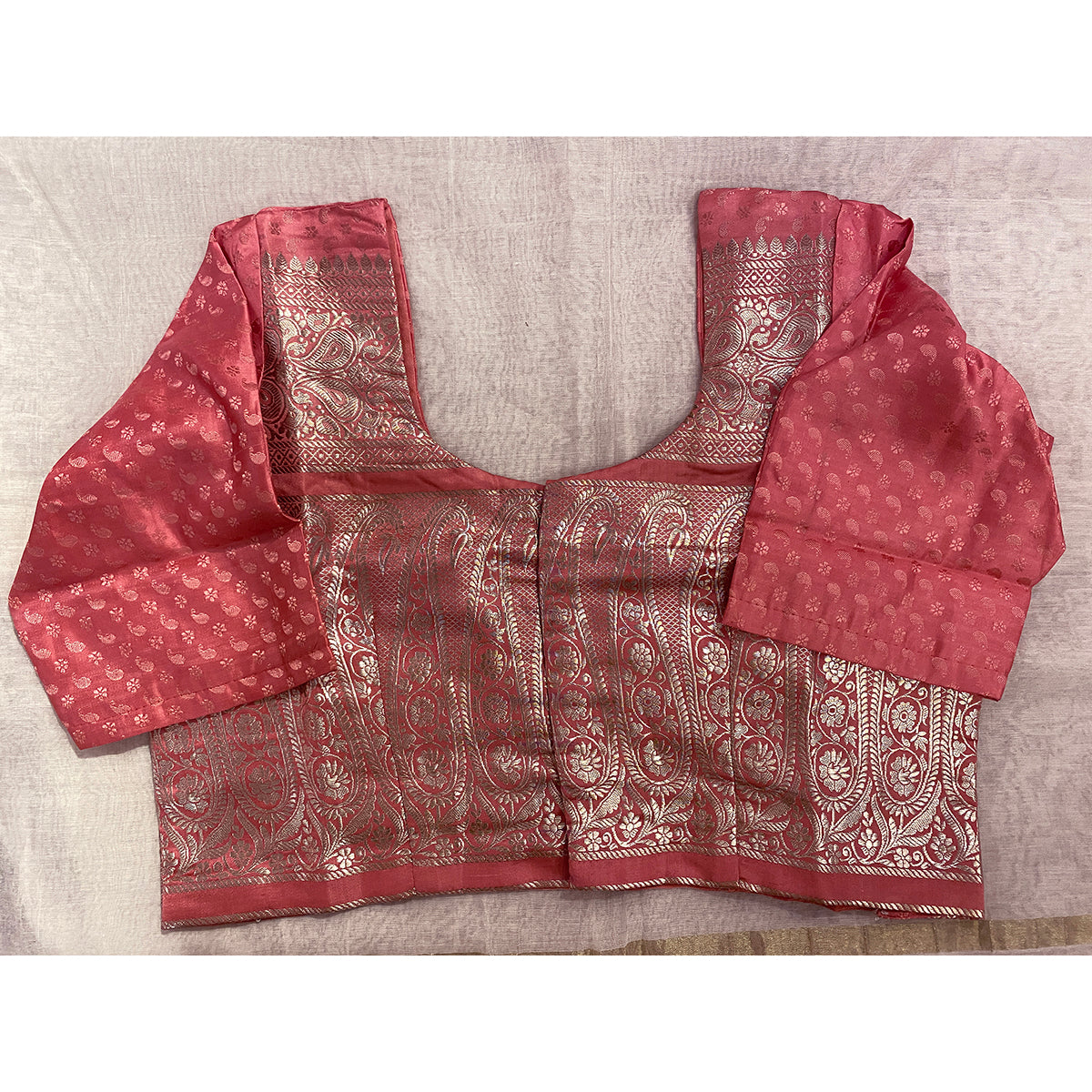 Brocade Saree Blouses- Pink - Vintage India NYC