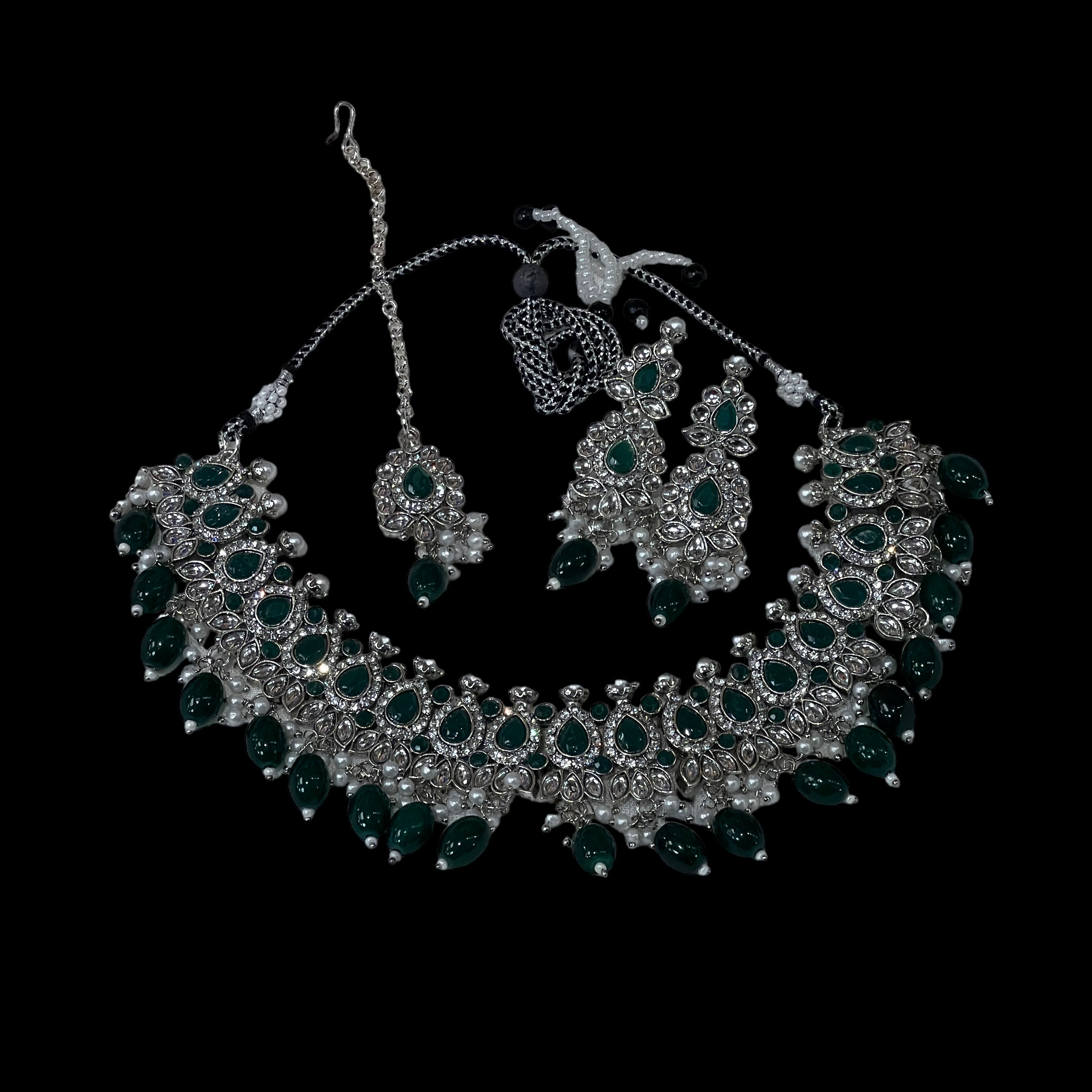 DT Teardrop Necklace Silver Sets-9 Colors - Vintage India NYC