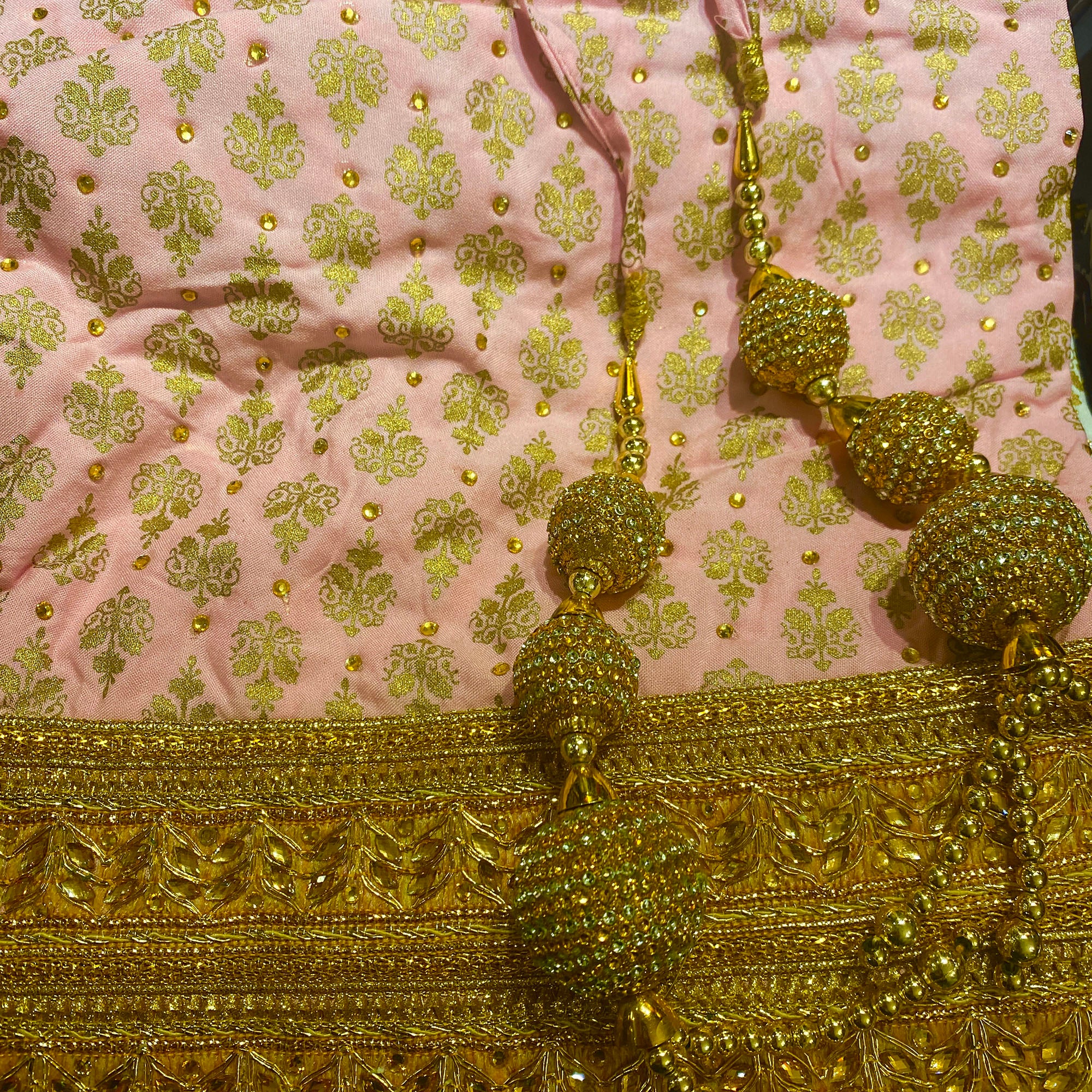 DT Gold Block Print Lehengas-7 Colors - Vintage India NYC
