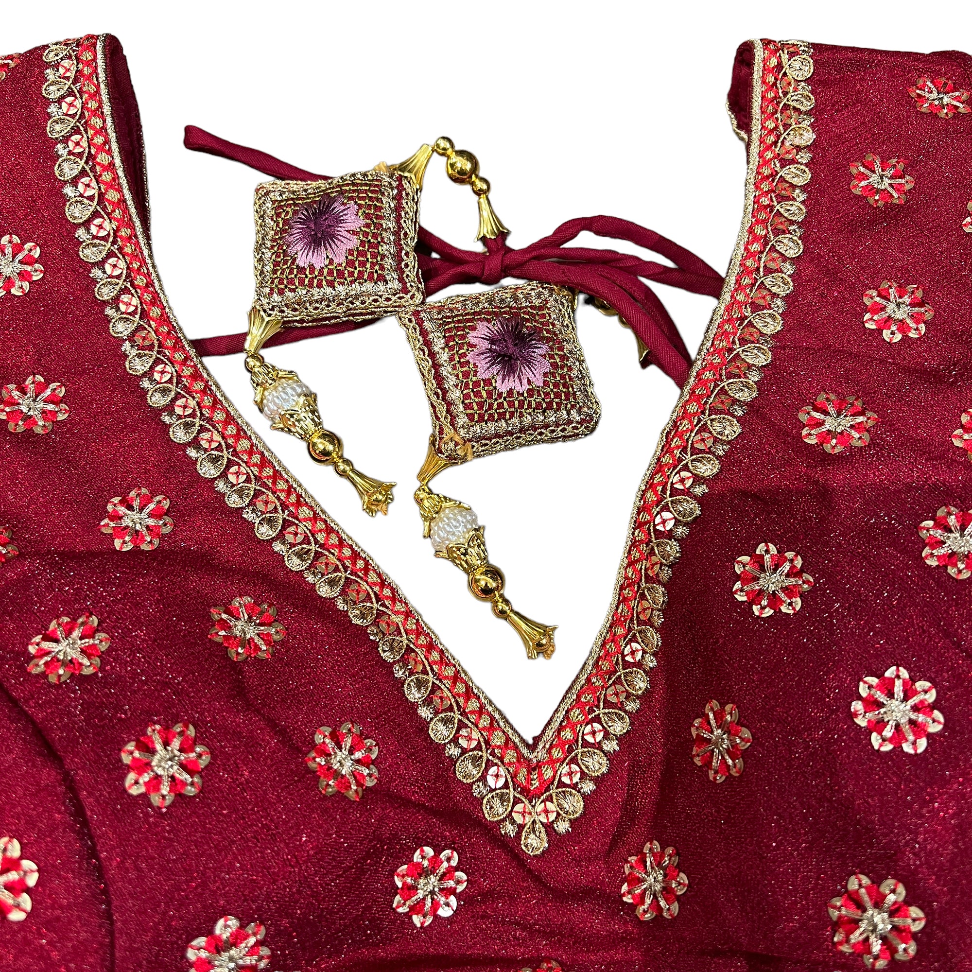 Deep V Heavy Embroidered Choli Blouse-6 Colors - Vintage India NYC