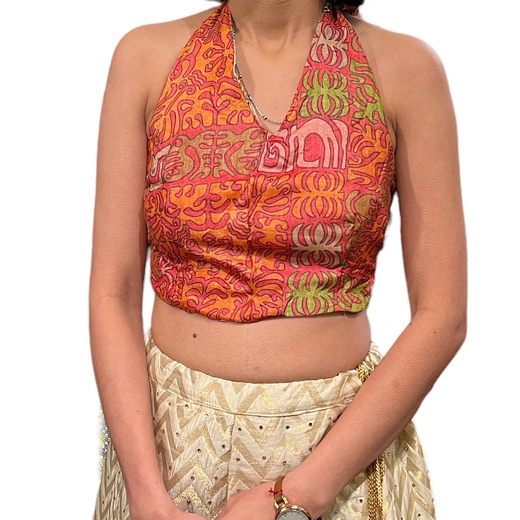 Reversible Halter Blouse-2 Styles - Vintage India NYC