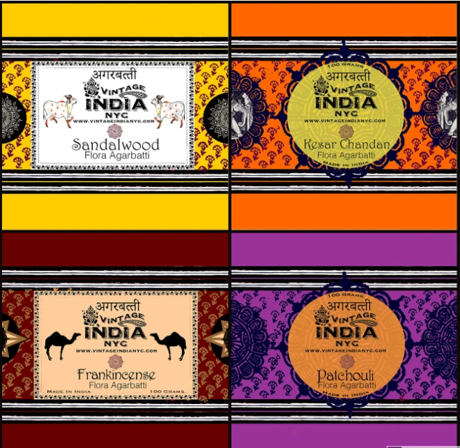 Pack of 4 Handmade Organic Incense -15 grams - Vintage India NYC