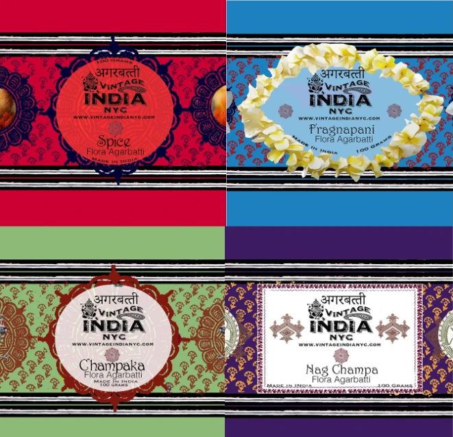 Pack of 4 Handmade Organic Incense -15 grams - Vintage India NYC