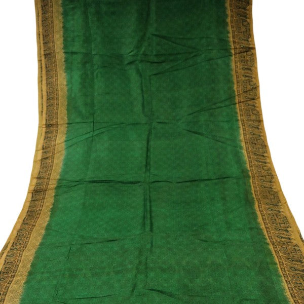 Vintage Silk Saree 2511 - Emerald Green - Vintage India NYC