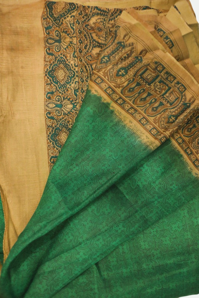 Vintage Silk Saree 2511 - Emerald Green - Vintage India NYC