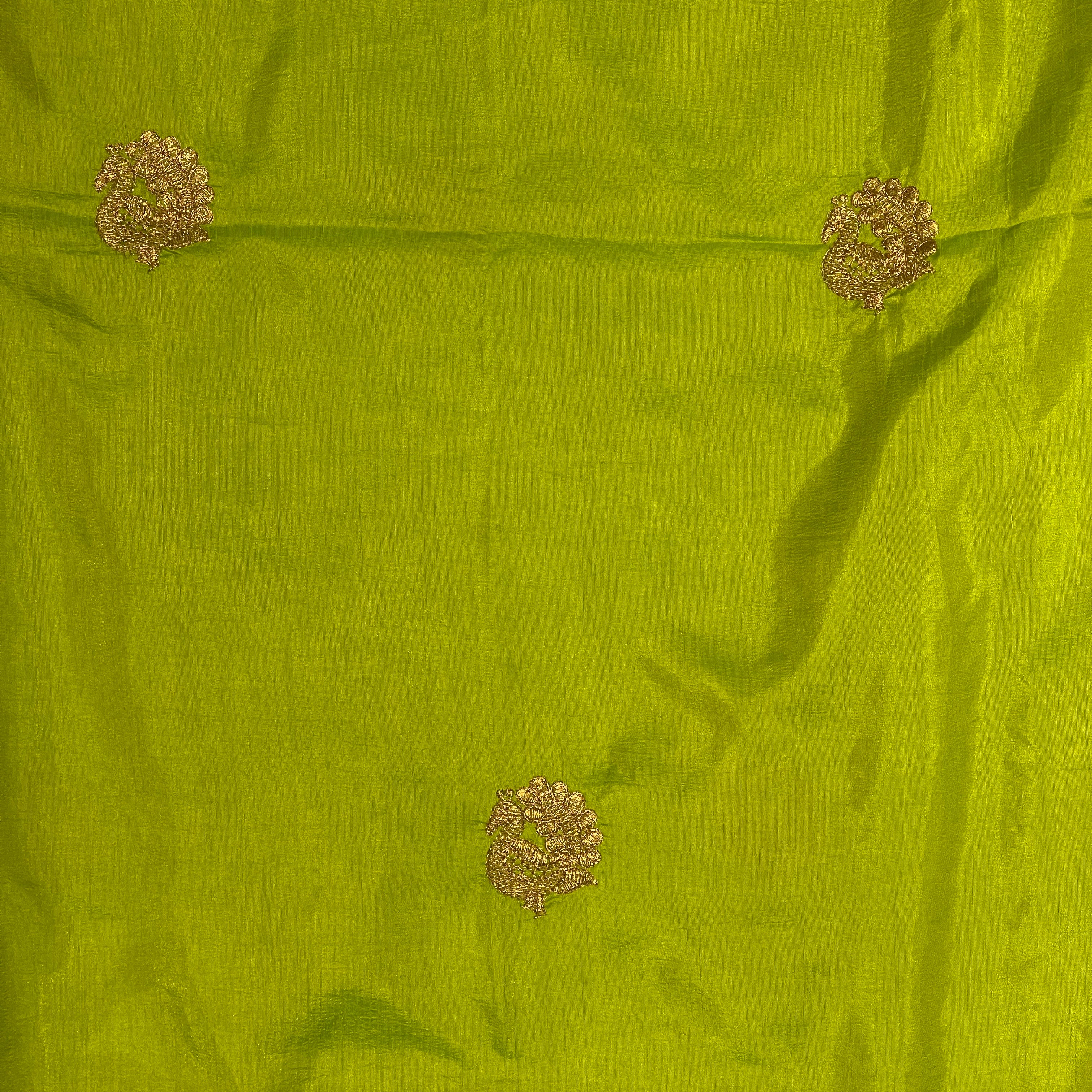 Bright Green Silk Saree - Vintage India NYC