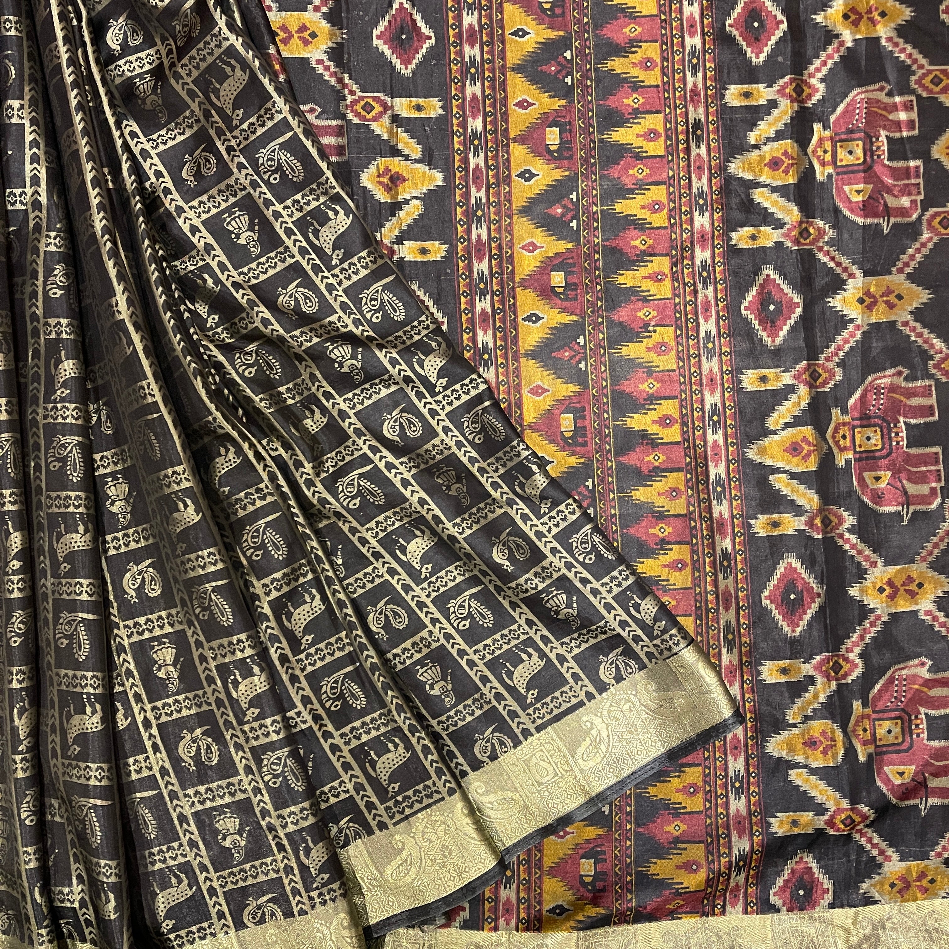 Black Silk Saree - Vintage India NYC