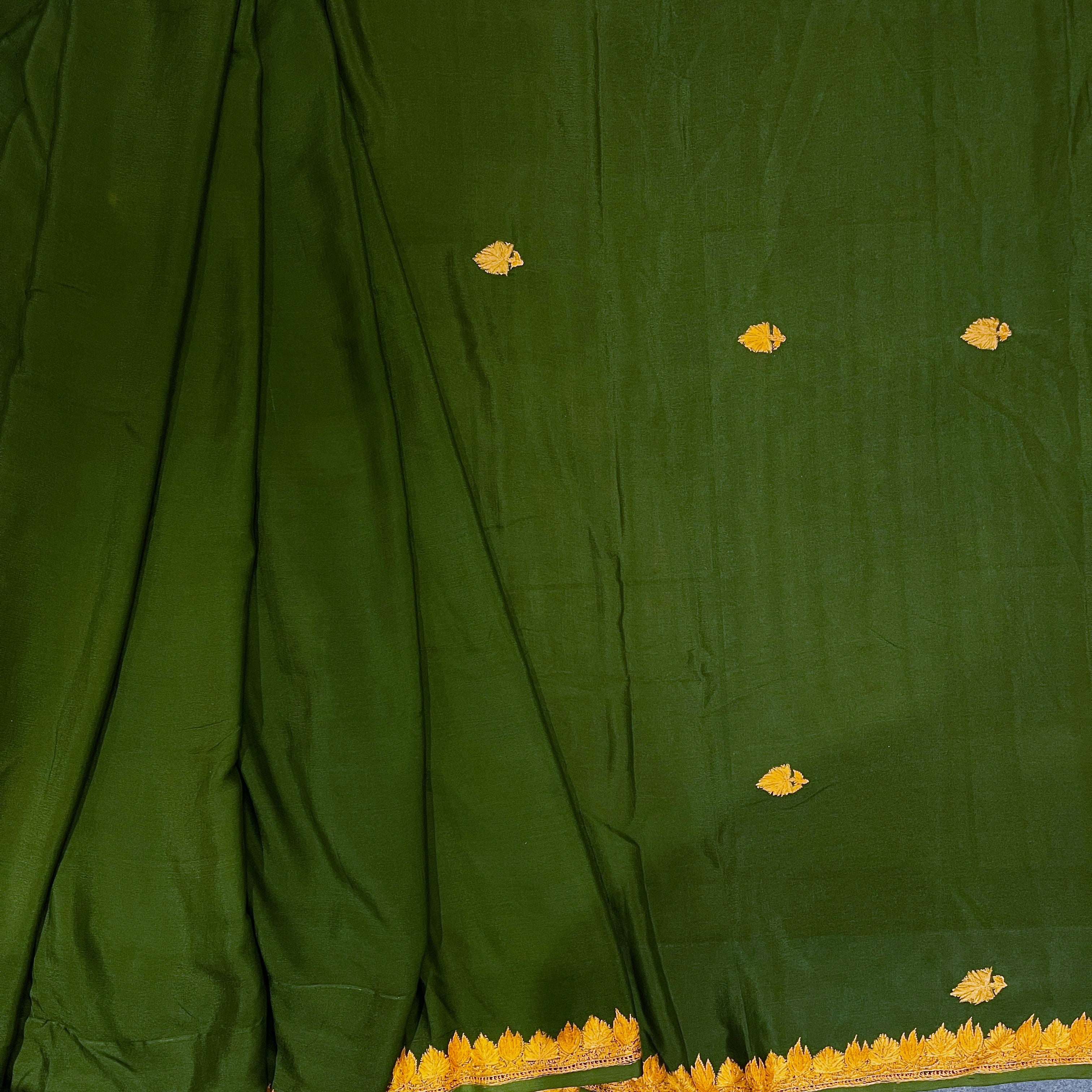 Pine Green Silk Saree - Vintage India NYC