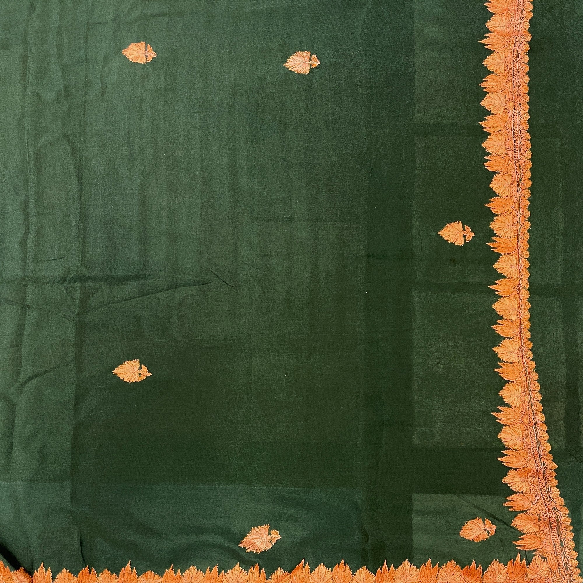 Pine Green Silk Saree - Vintage India NYC