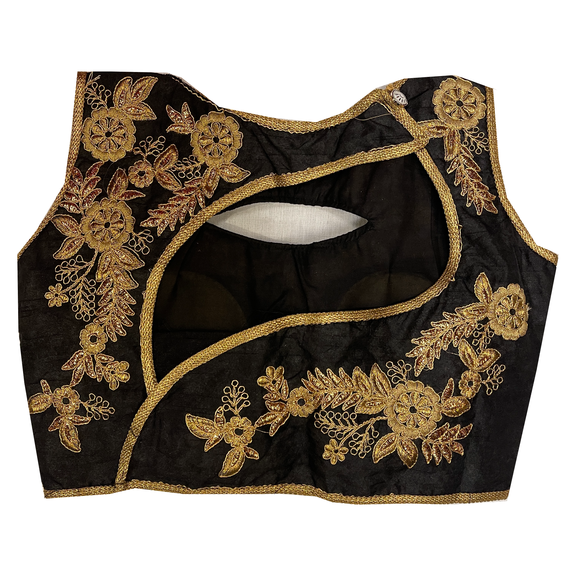 Black Embroidered Blouse - Vintage India NYC