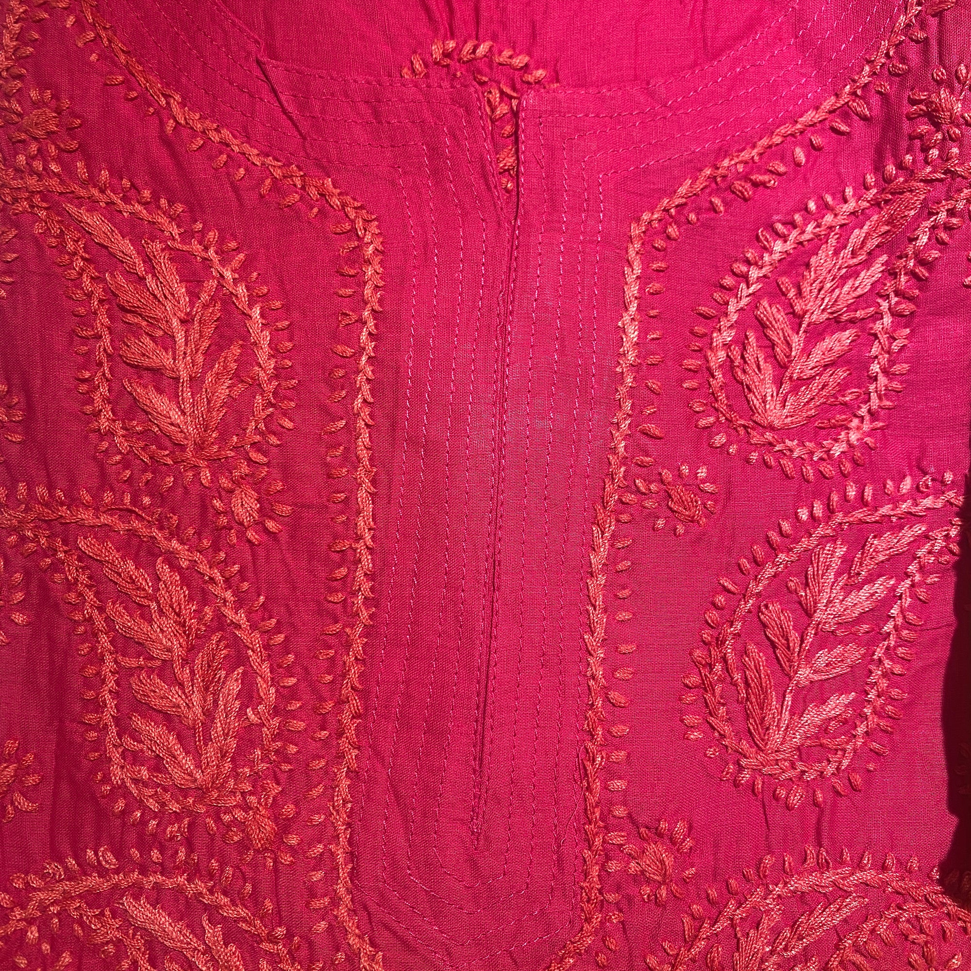 AR Long Embroidered Cotton Tunic kurtis- S - Vintage India NYC