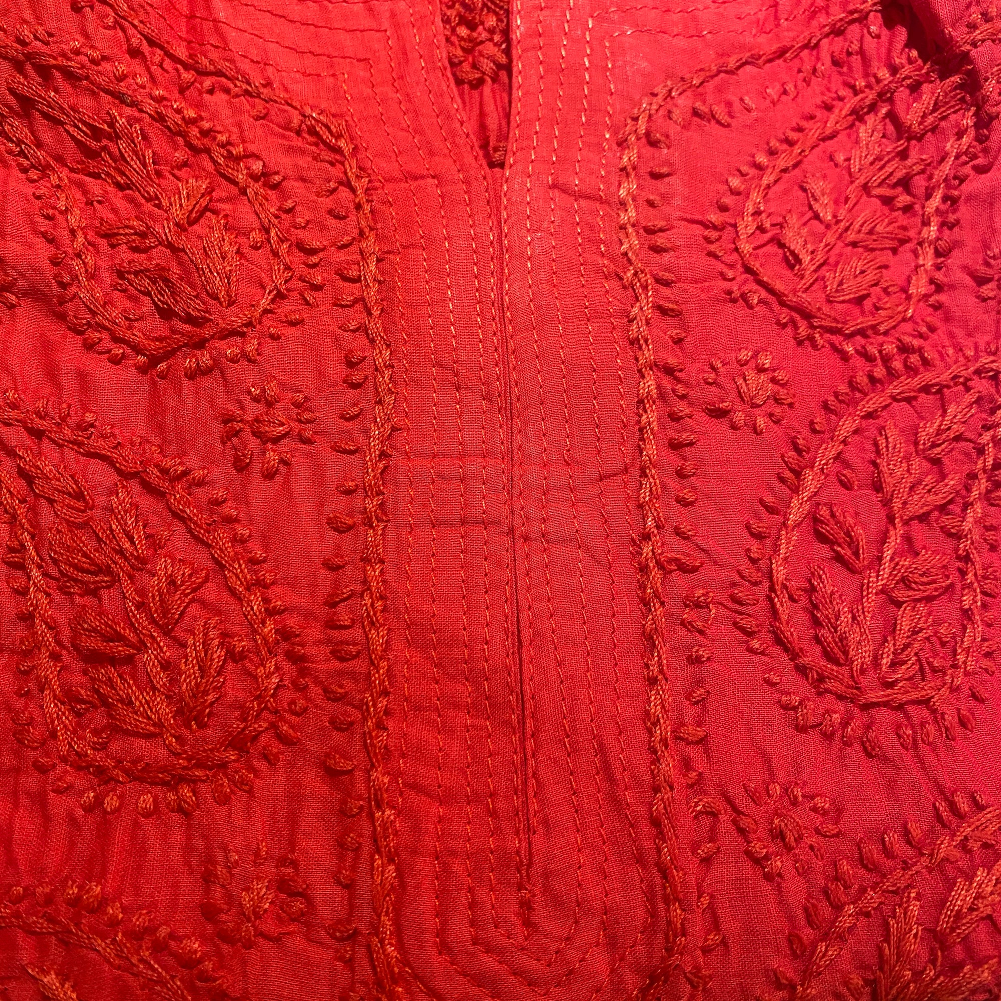 AR Long Embroidered Cotton Tunic Kurtis - M - Vintage India NYC