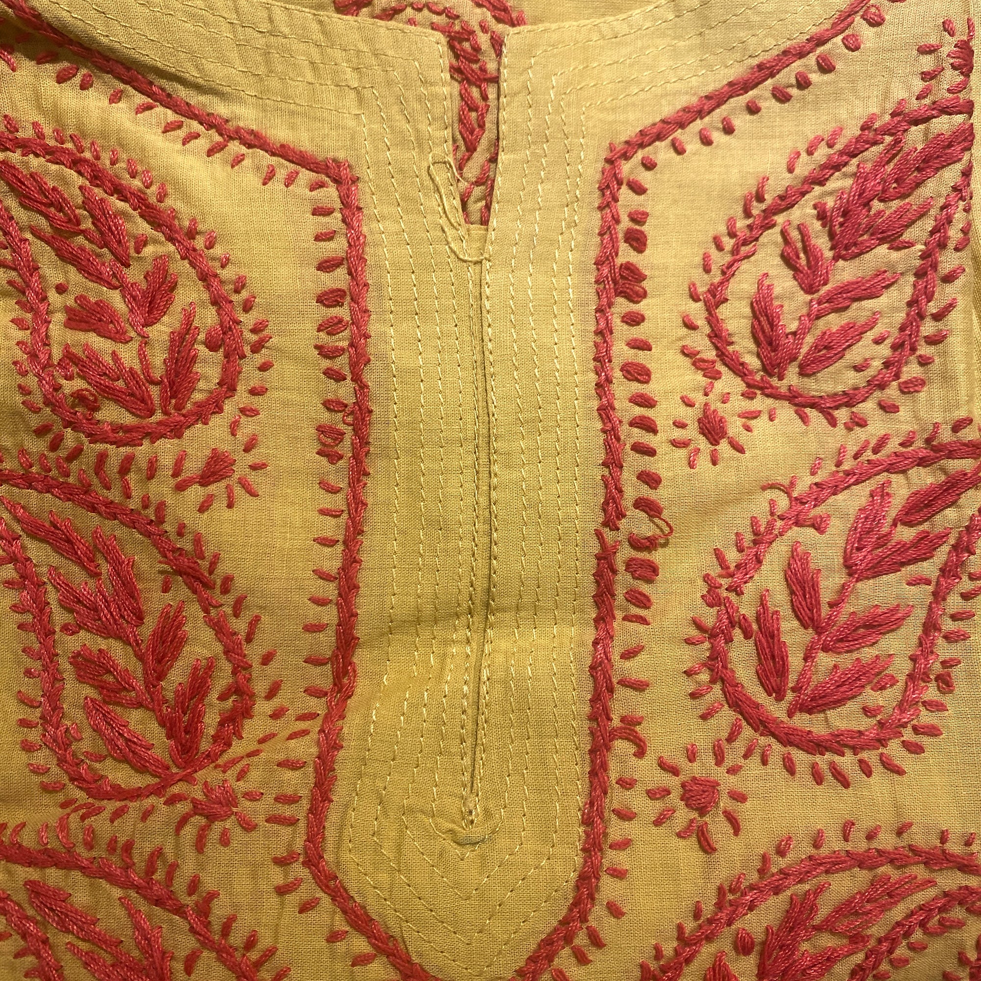 AR Long Embroidered Cotton Tunic- XL - Vintage India NYC