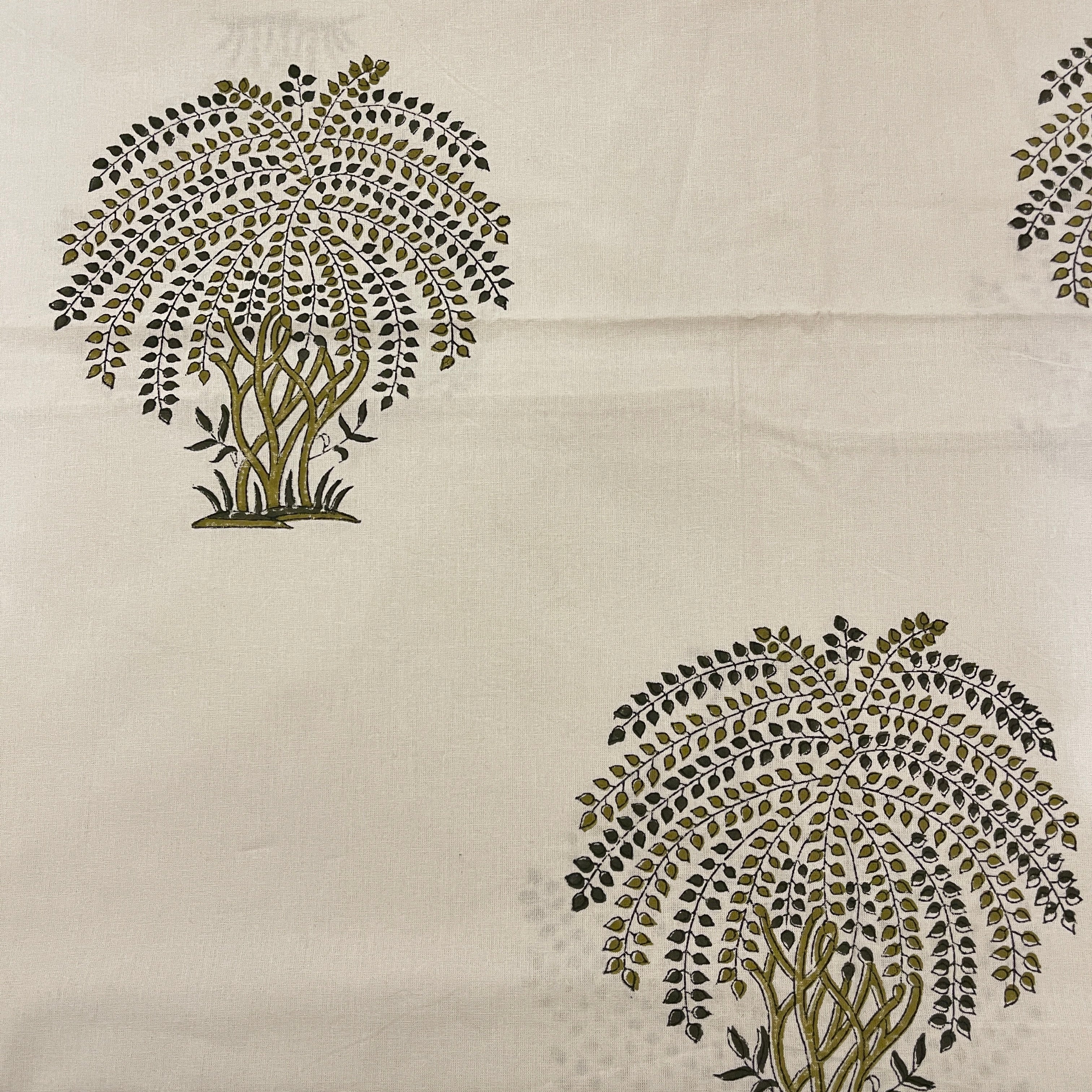 White Tree Print Twin  Bedcover - Vintage India NYC