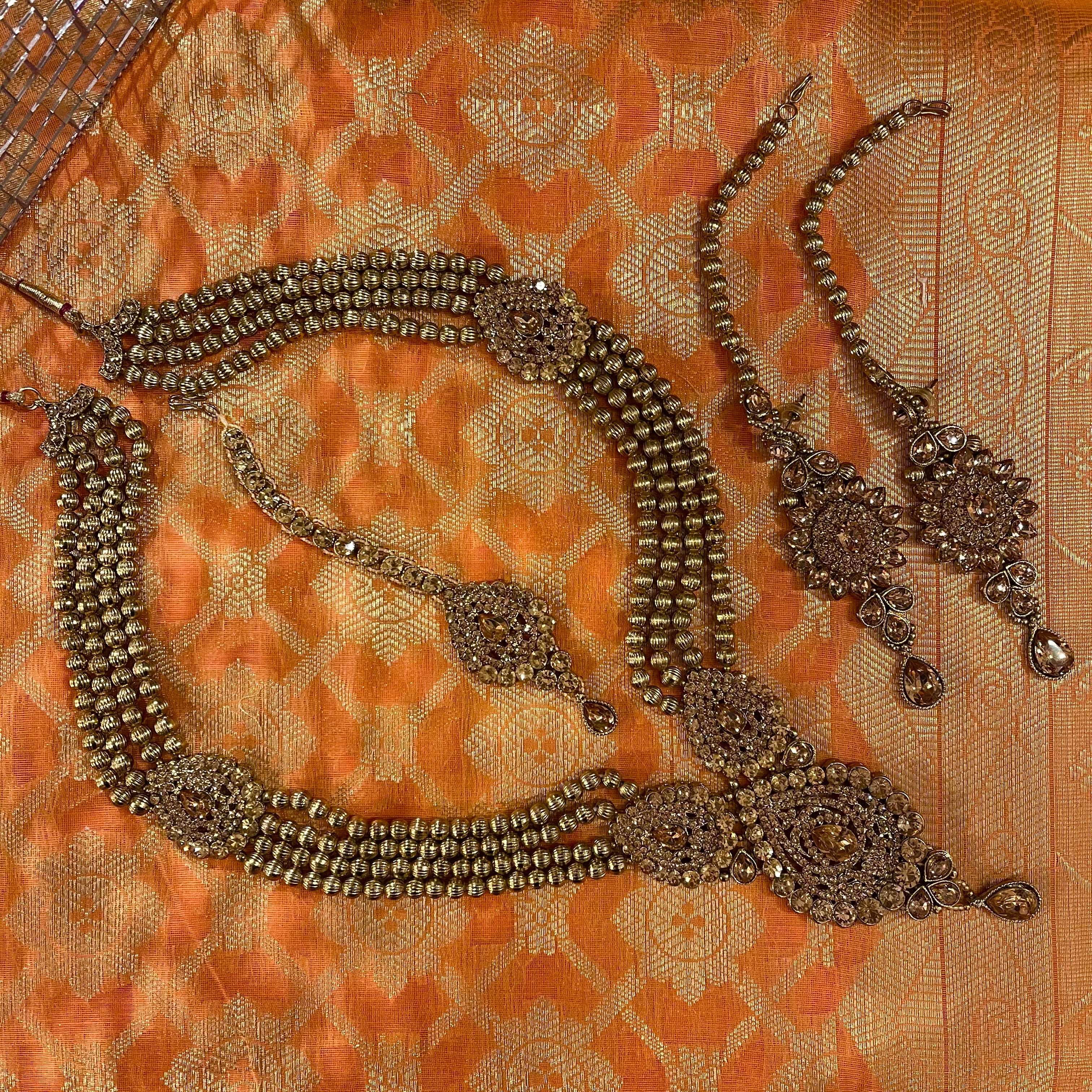 Gold Stone Jewelry Set - Vintage India NYC