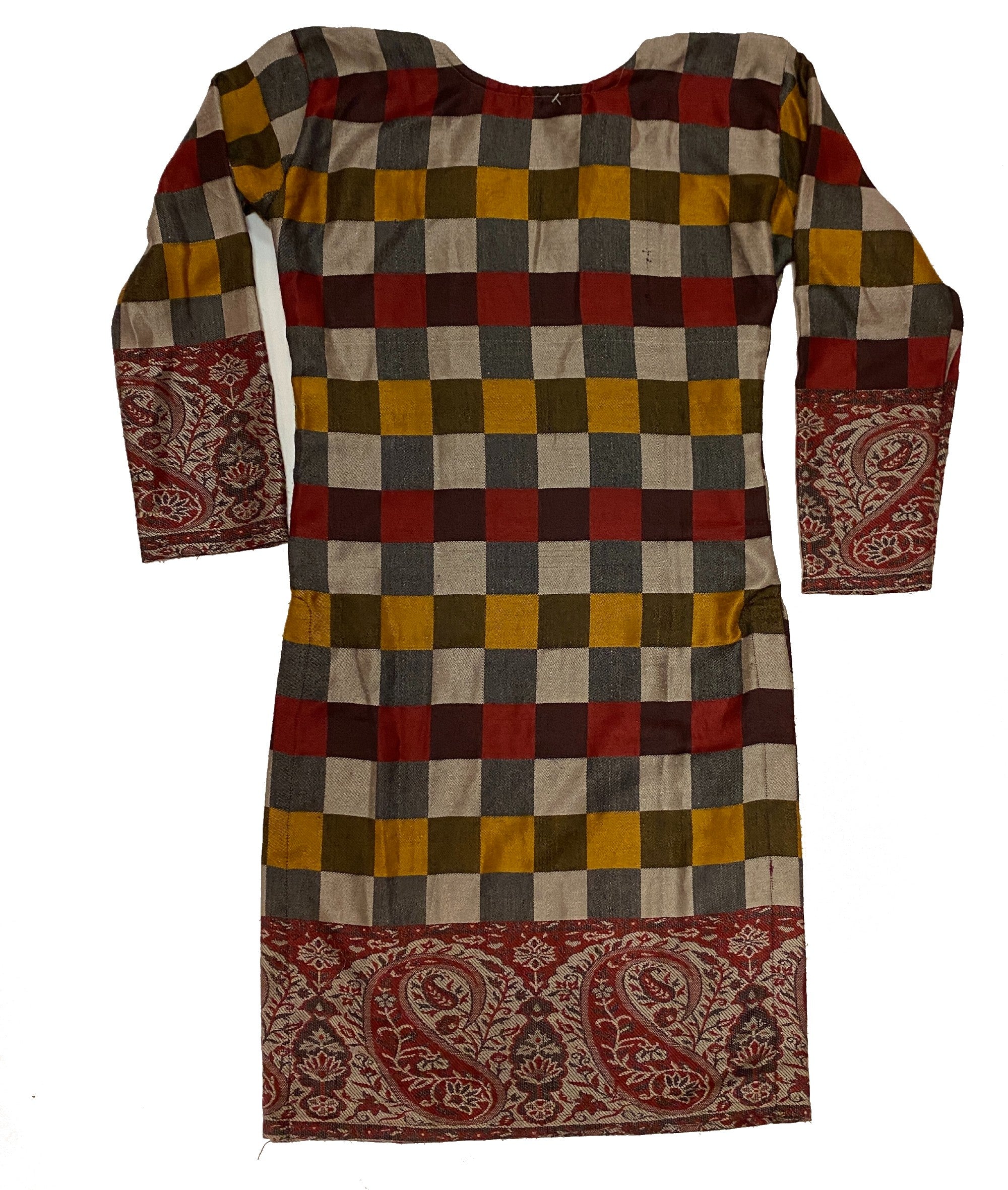 Hand made Woolen Checkered Dress- Size 38 - Vintage India NYC