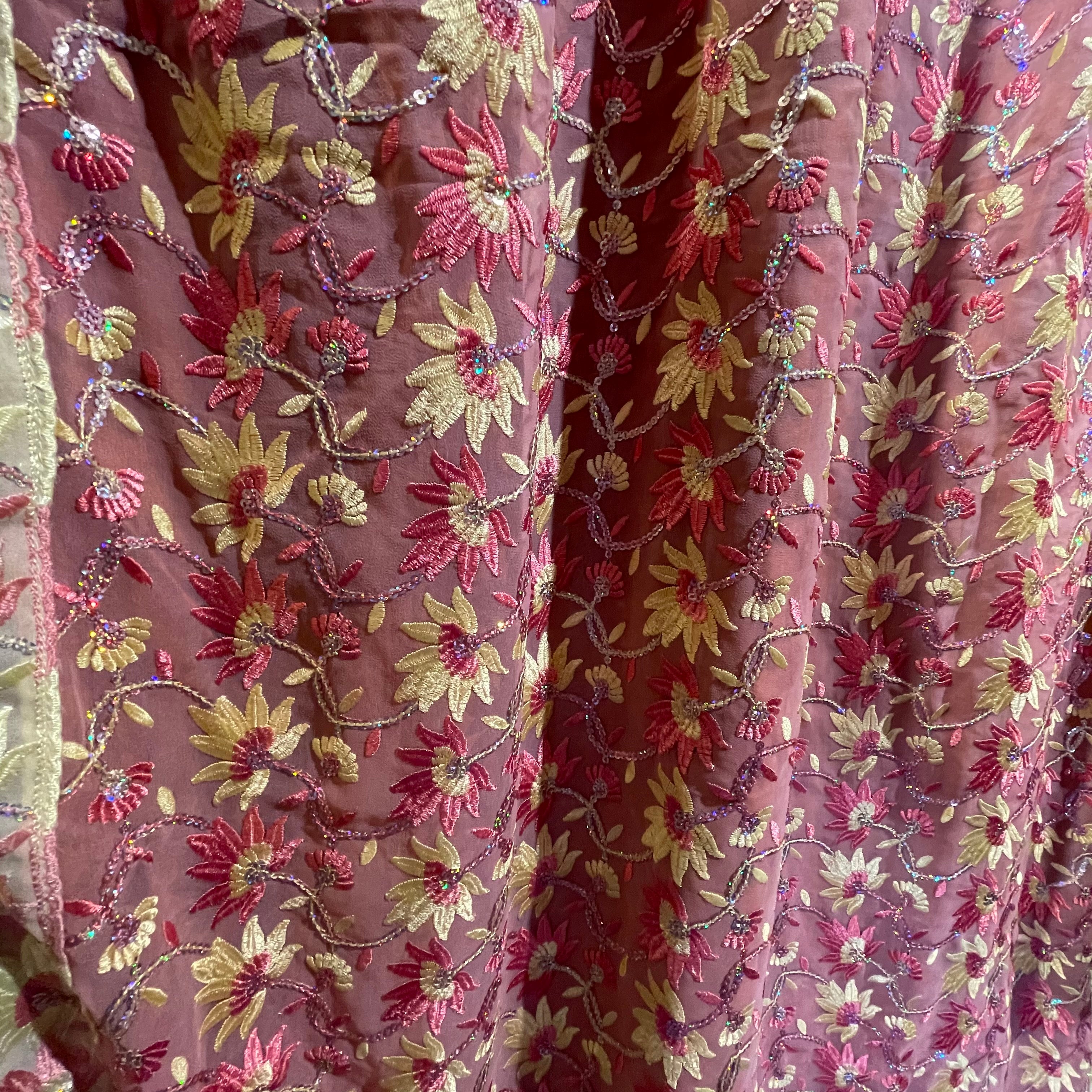 Single Lined Curtains - Pink - 2 Styles - Vintage India NYC