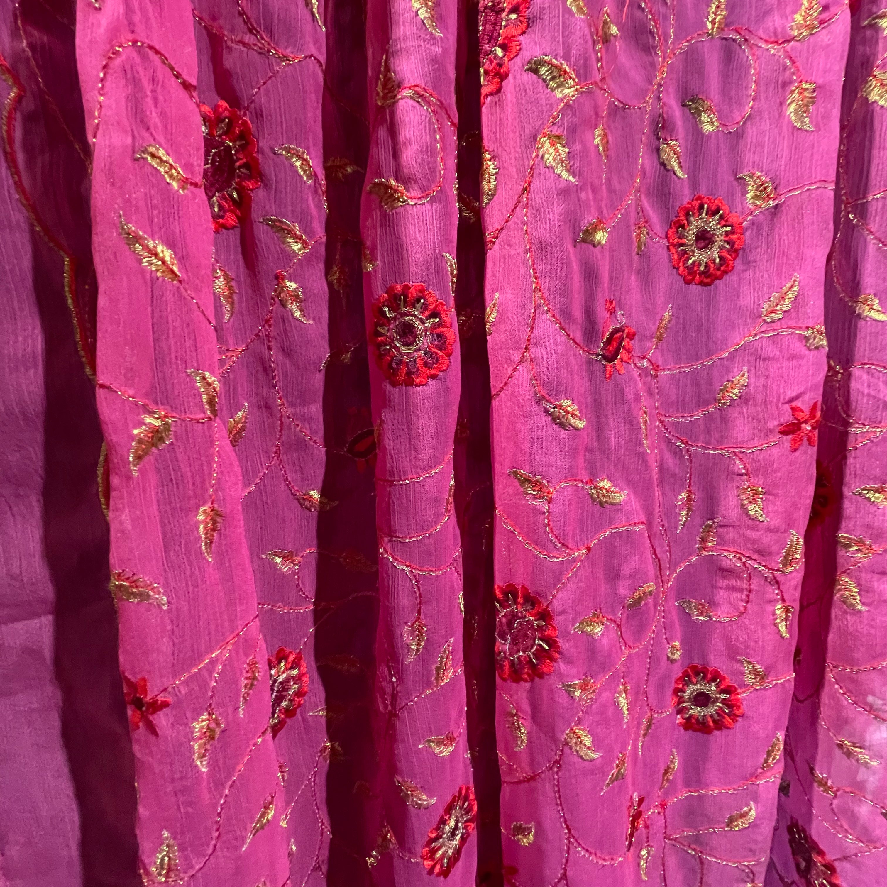 Single Unlined Pink Curtains -10 Styles - Vintage India NYC