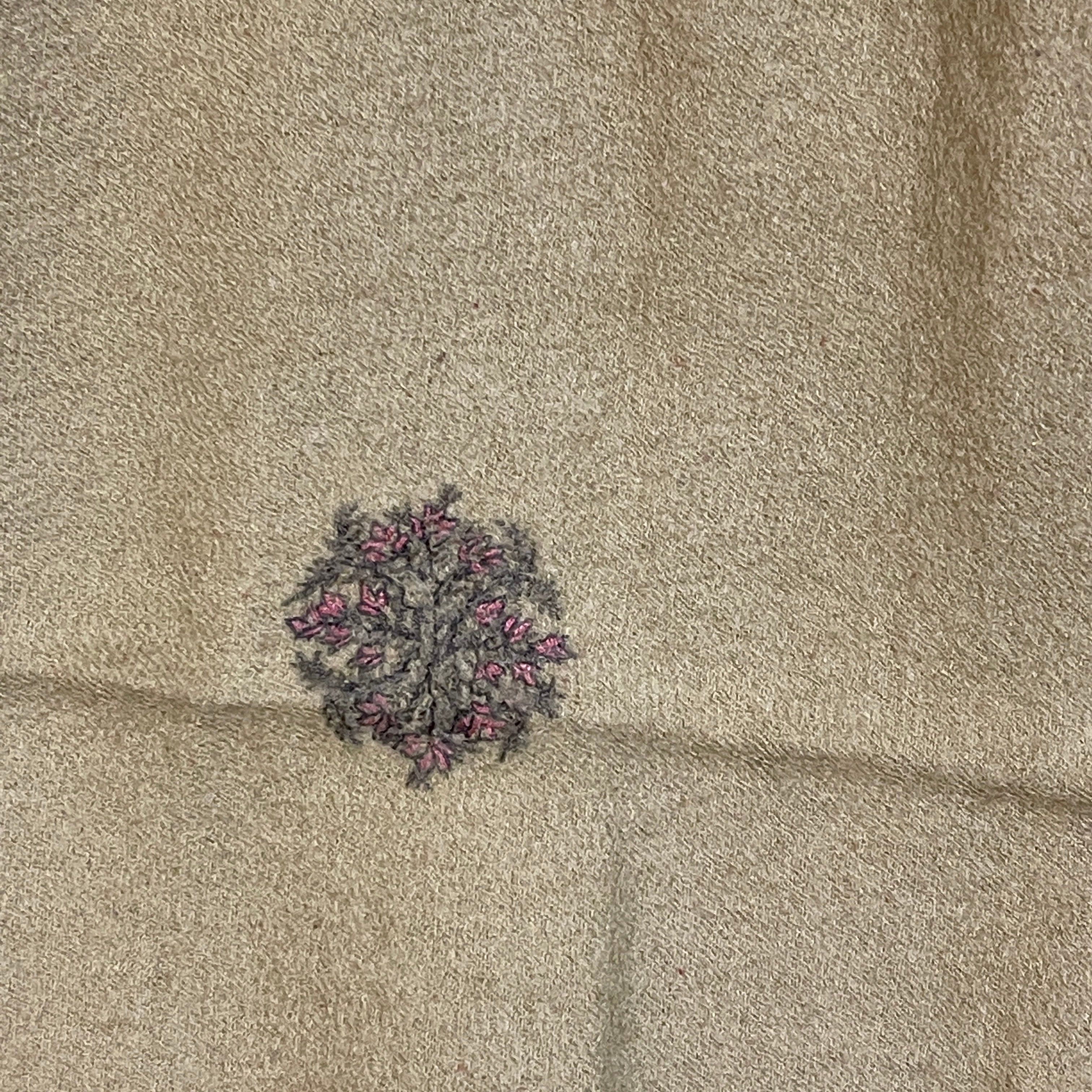 Vintage Tan Woolen Embroidered Shawl - Vintage India NYC