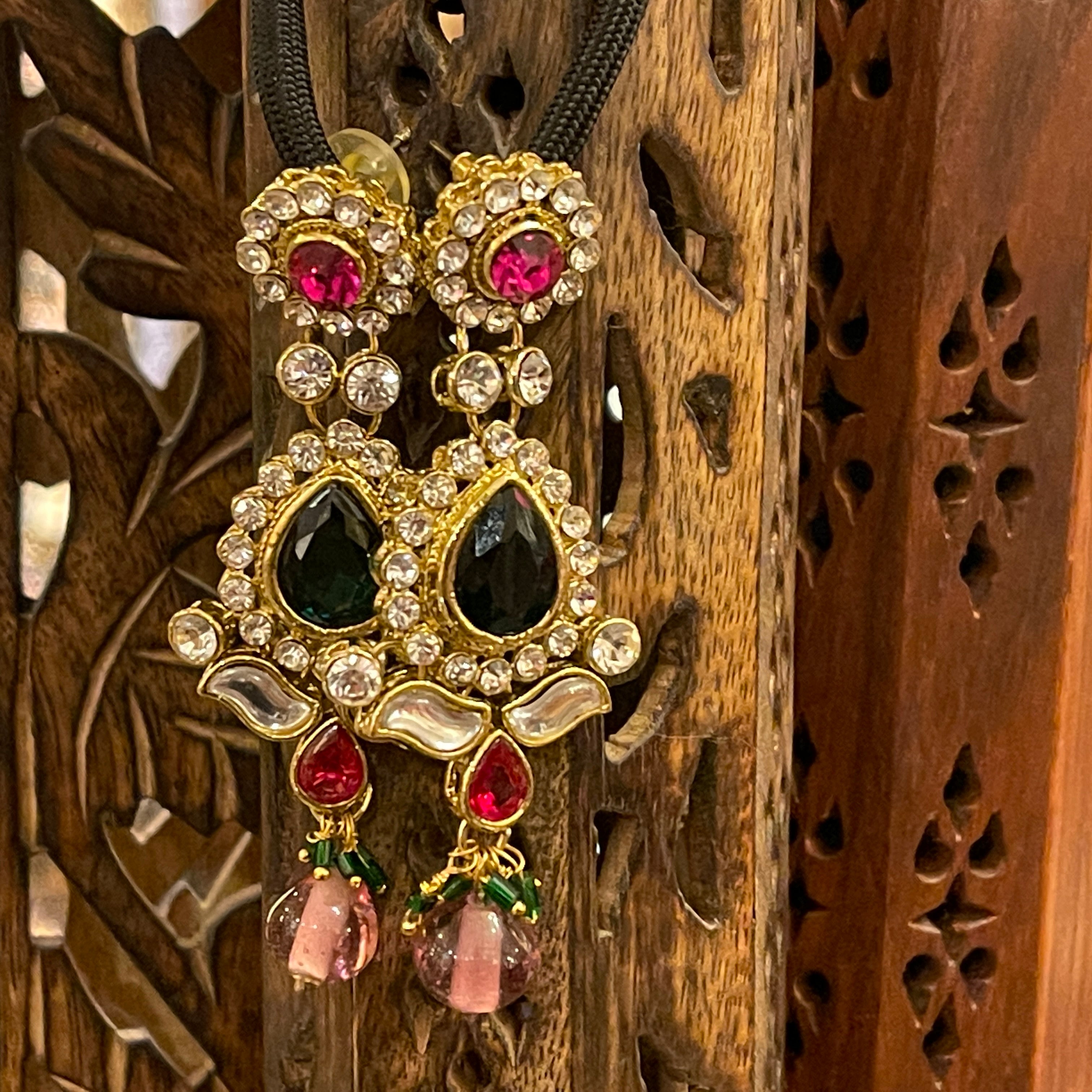 Pink Green Earrings - Vintage India NYC