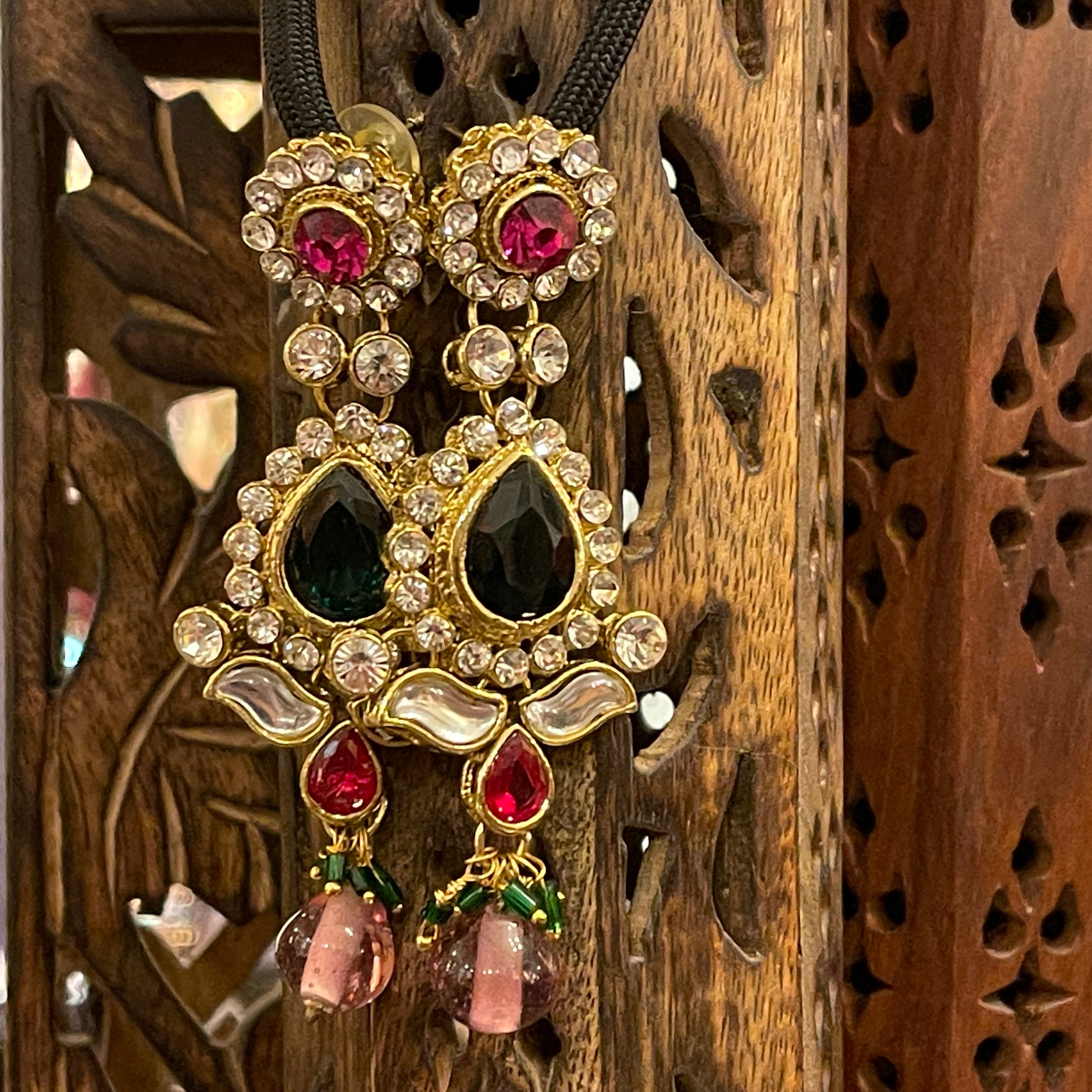 Pink Green Earrings - Vintage India NYC