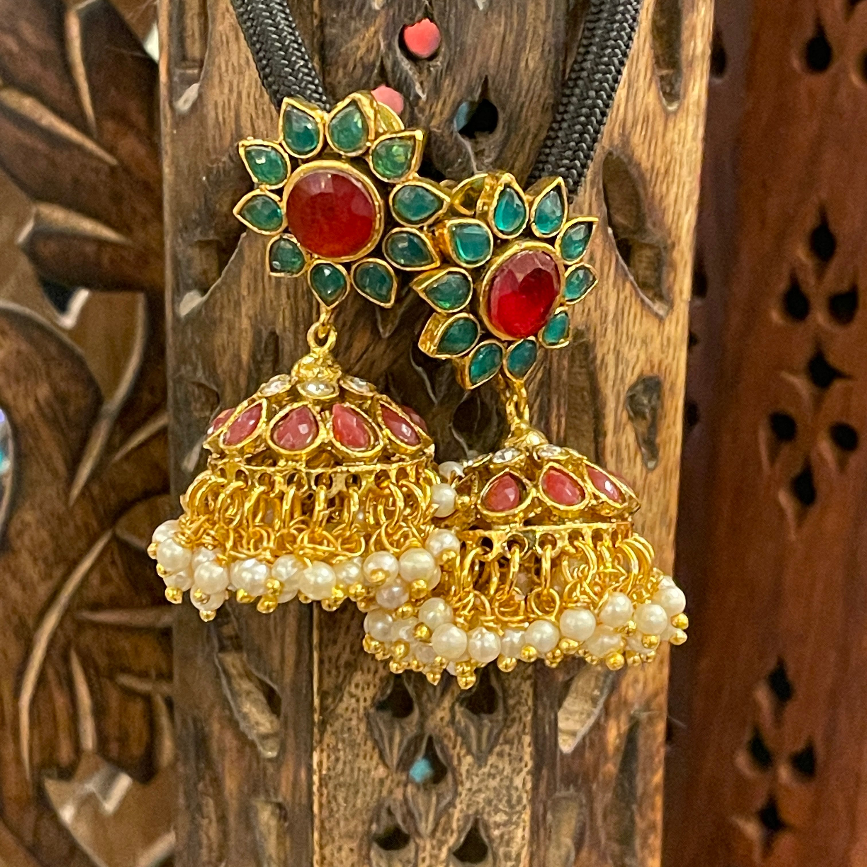 Red Green Earrings - Vintage India NYC