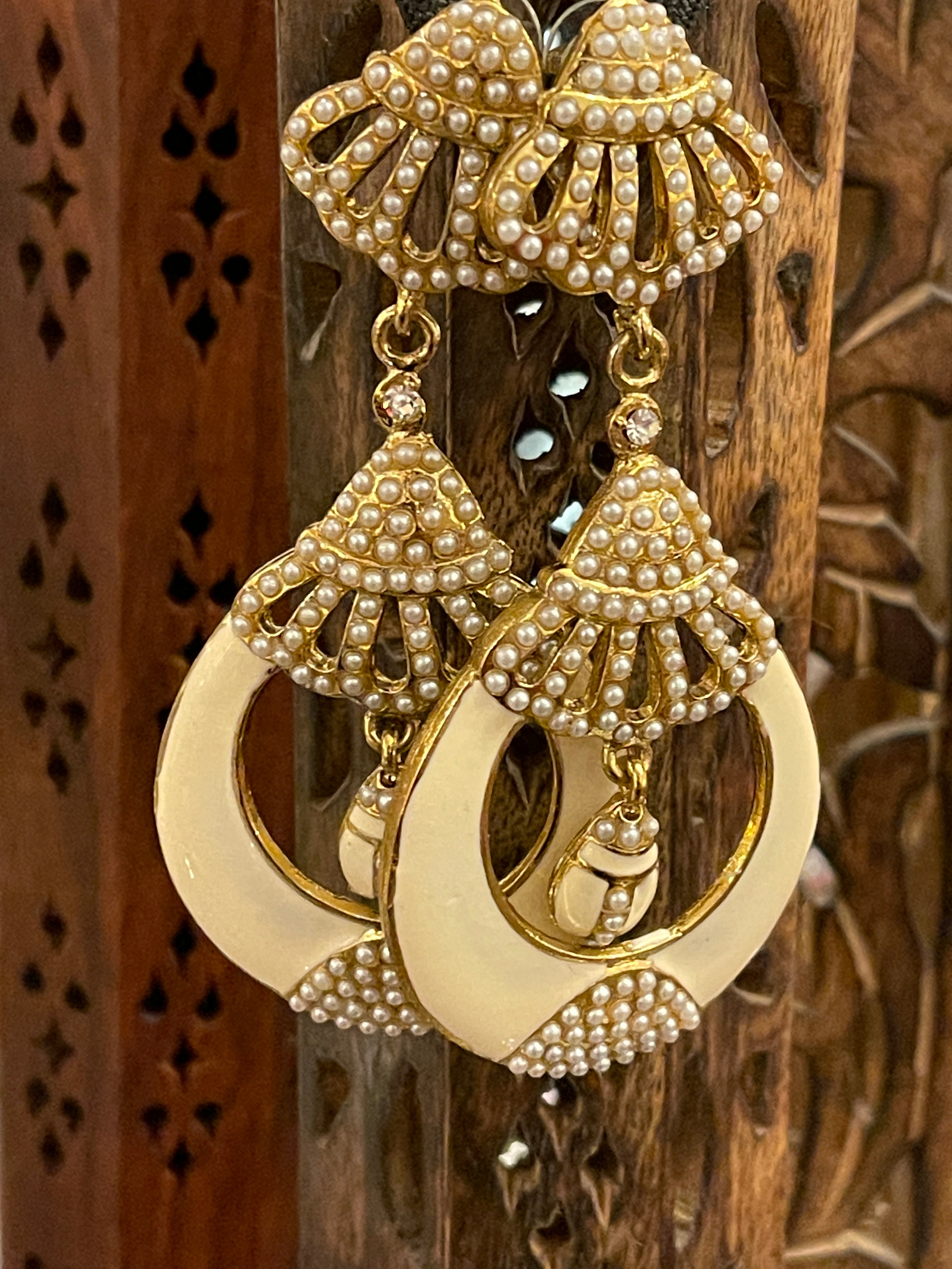 Cream Earrings - Vintage India NYC