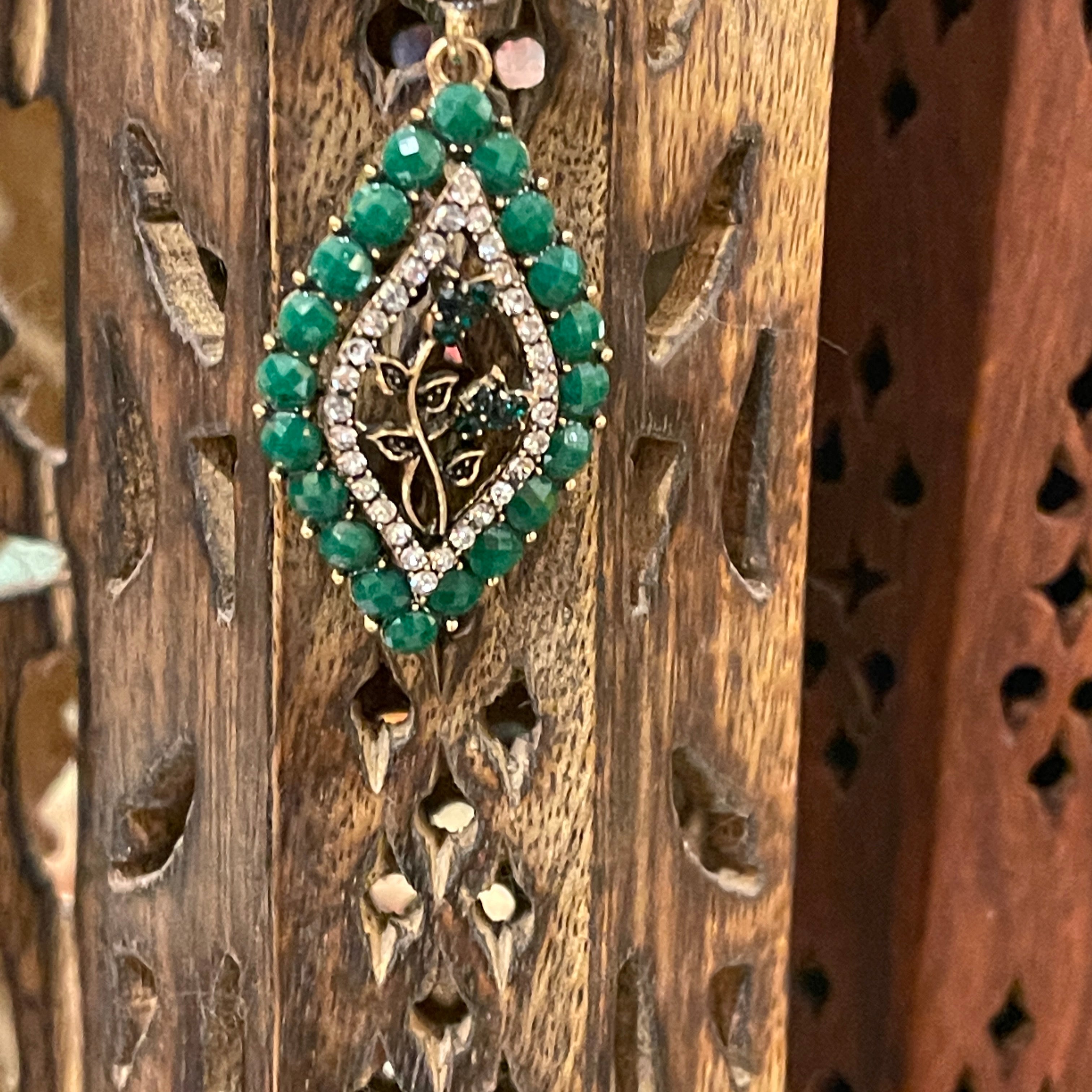 Dark Green Earrings - Vintage India NYC