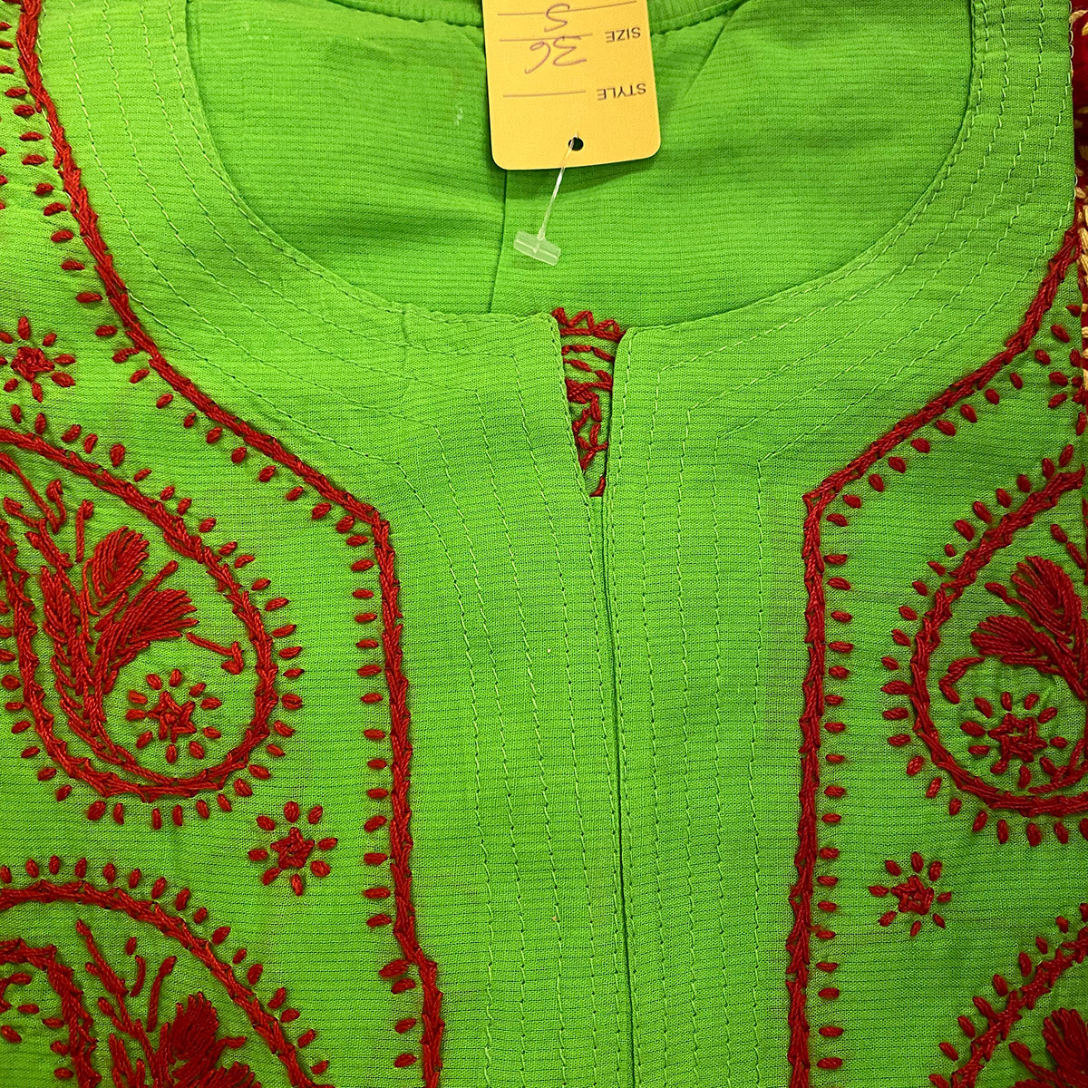 AR Long Embroidered Cotton Tunic kurtis- S - Vintage India NYC