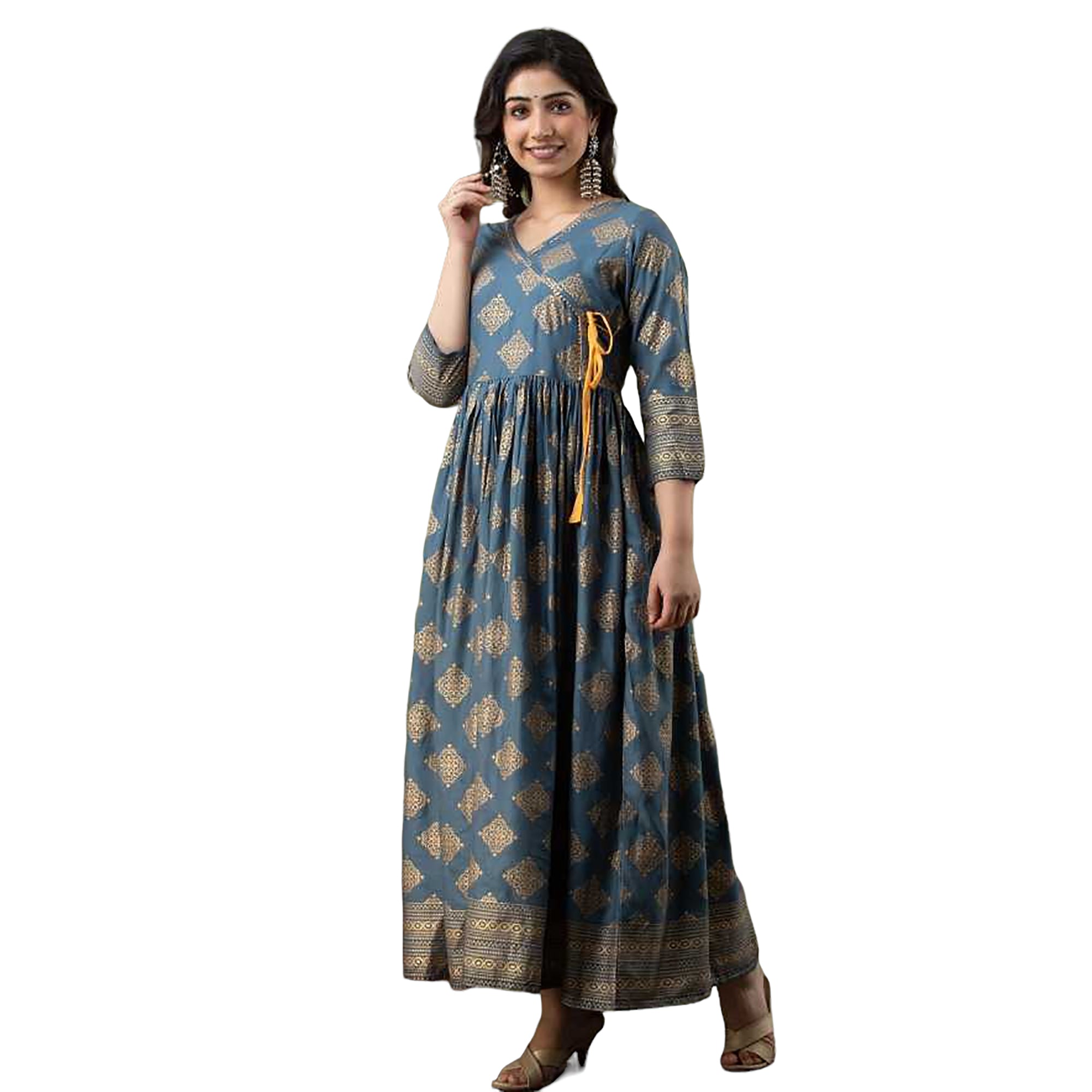 PC Grey Angrakha Dress - Vintage India NYC
