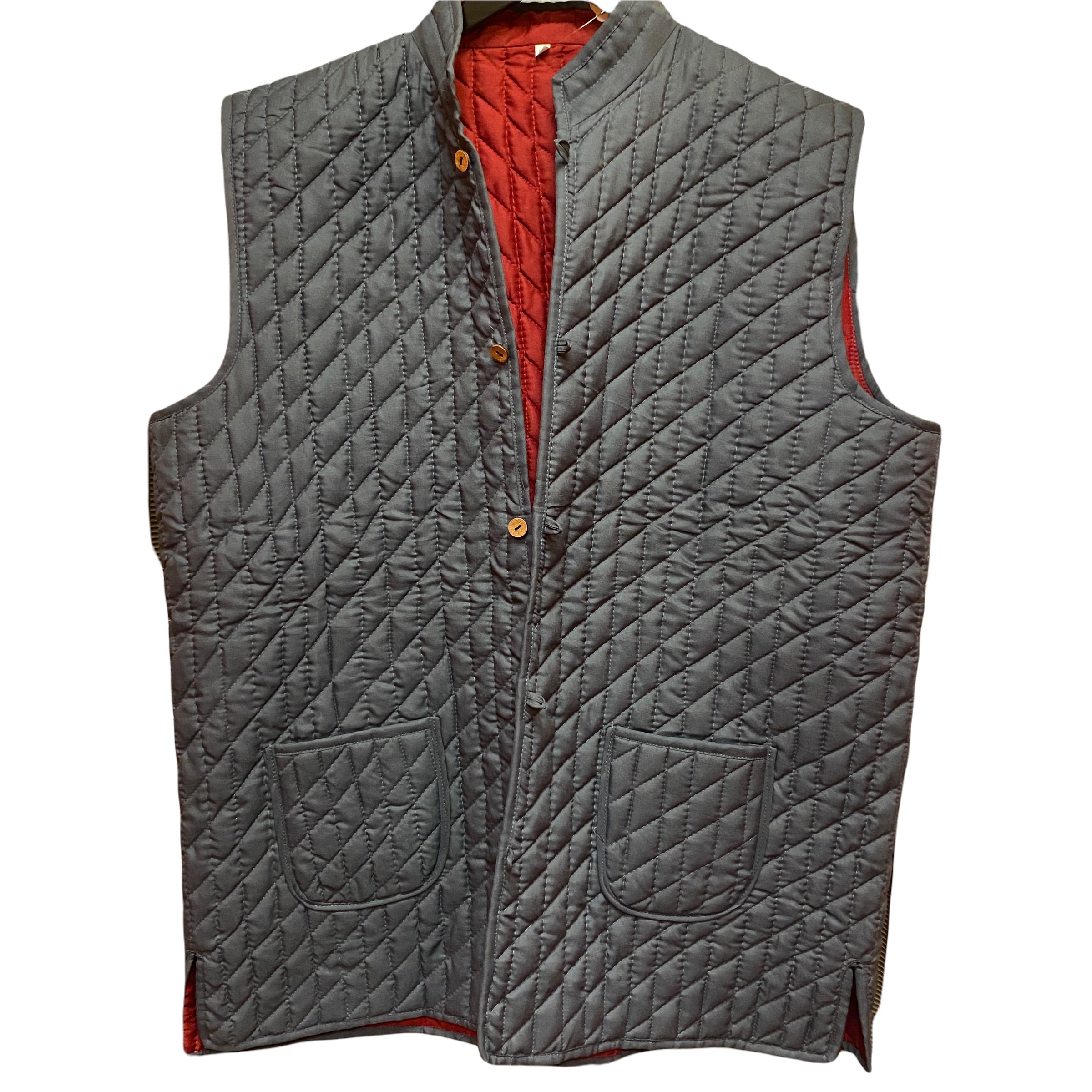 Mens Reversible Quilted Vests-Solid Colors - Vintage India NYC