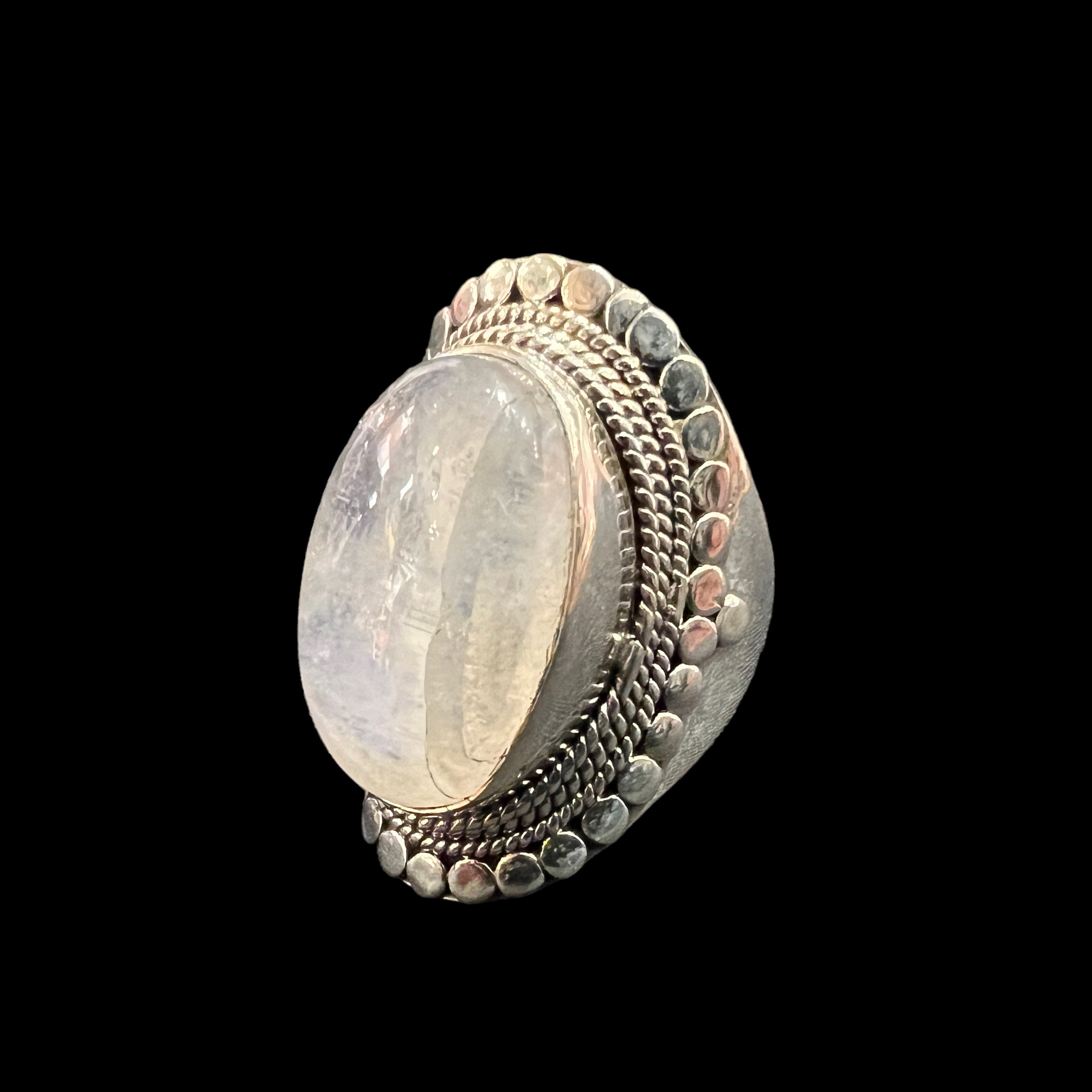 CT Medium Silver Stone Rings 3 - Vintage India NYC