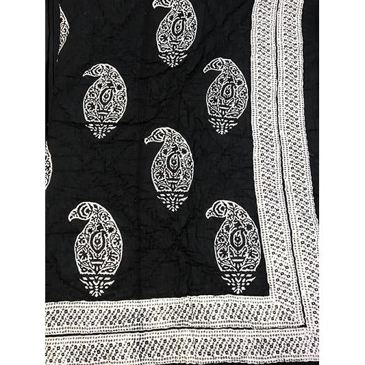 SOM Black & White Blockprint Quilt Twin - Vintage India NYC