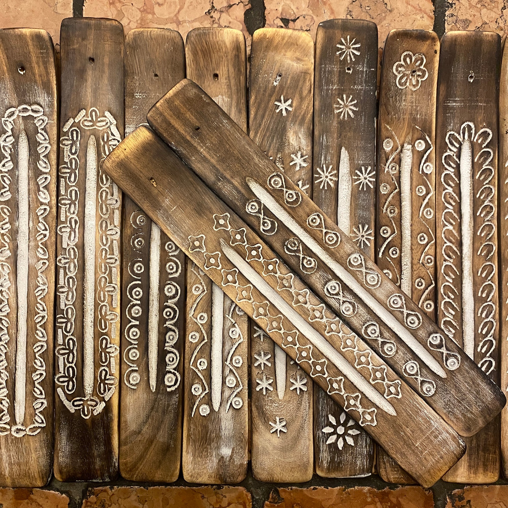 Carved Antique White Incense Burner - Vintage India NYC