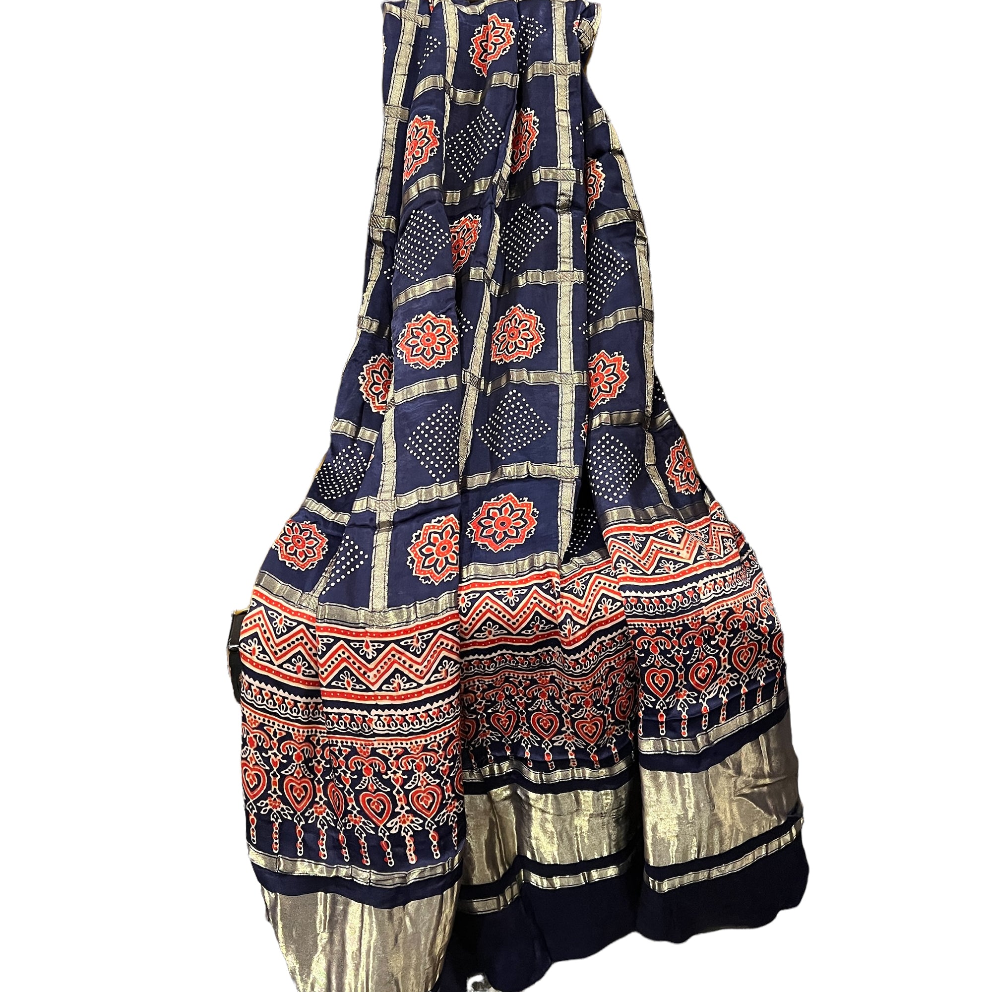 Ajrakh Mashru Silk Dupatta-6 Styles - Vintage India NYC