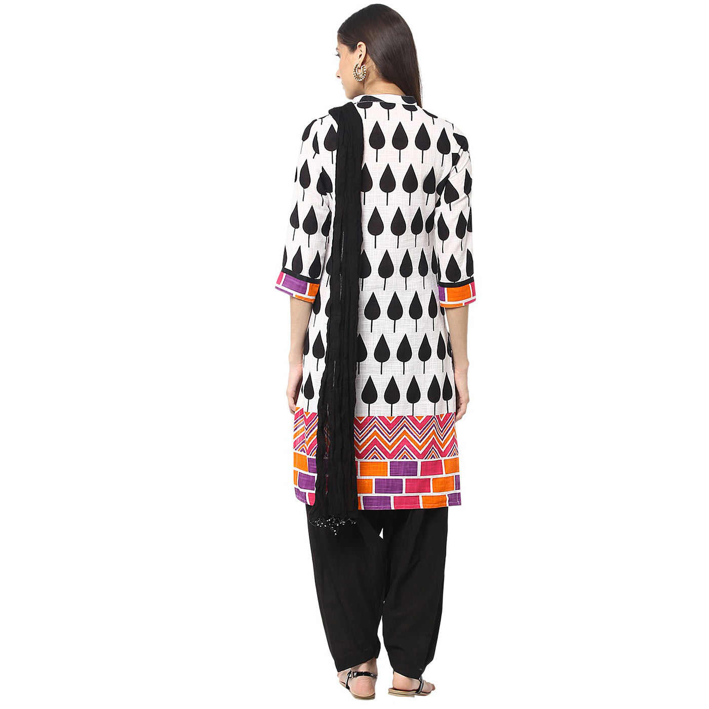 JK Black & White Linen Salwar Suit - Vintage India NYC